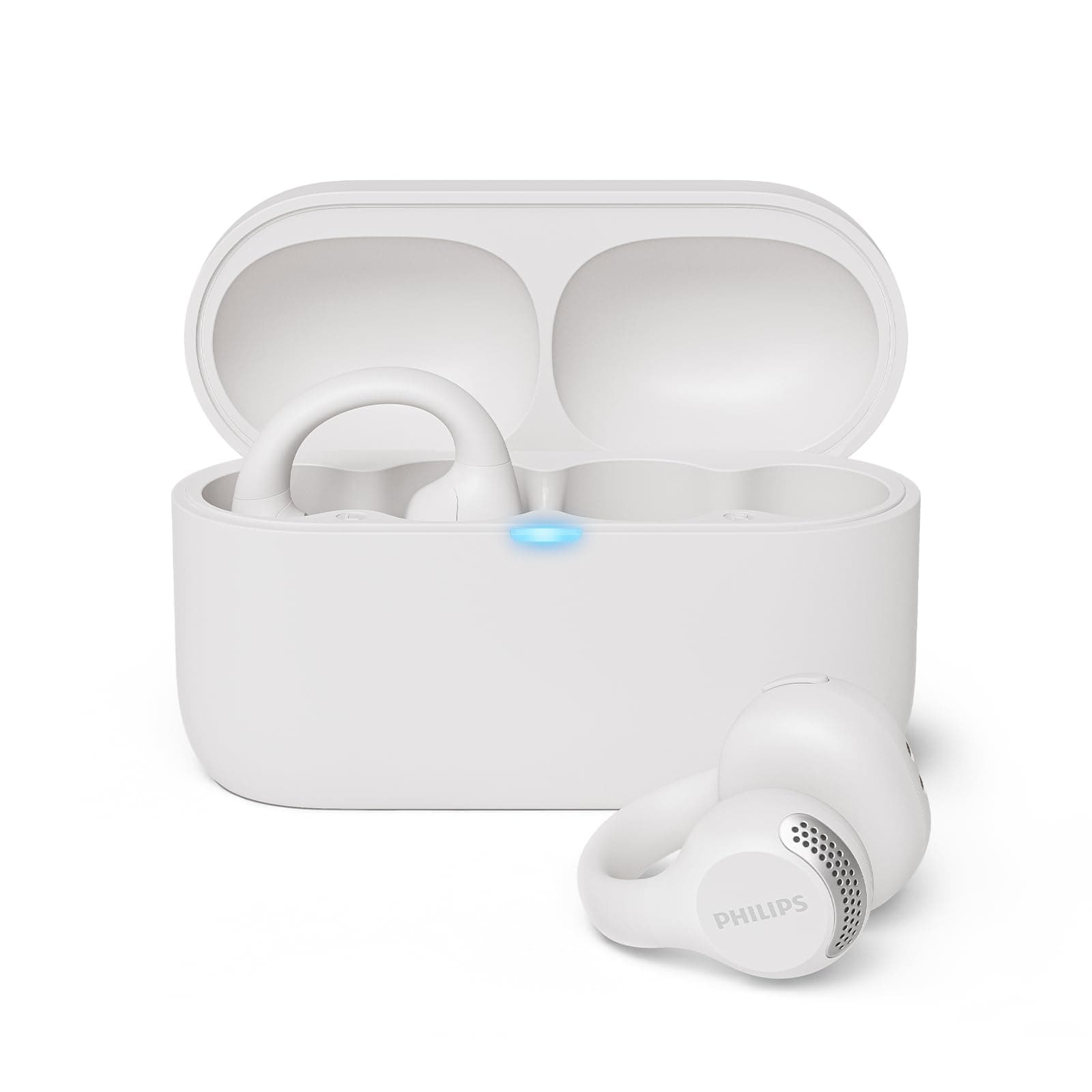 Philips TAQ2000WT ohraufliegende True Wireless Multipoint-Bluetooth-Ohrhörer mit Ohrmanschette - 28 Stunden Spielzeit, Kompaktes Lade-Case, Klare Anrufe, für Arbeitsweg und Sport - Weiß Angebot bei HelloDeals