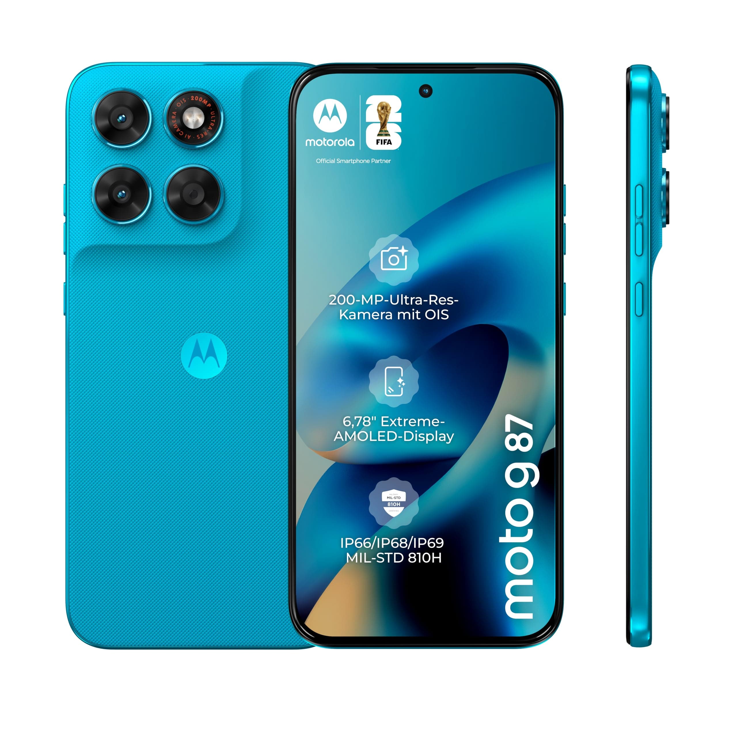 Moto g87 Smartphone 200-MP-Kamera 8-256GB türkis moto g87 8/256GB Blue Atoll Angebot bei HelloDeals