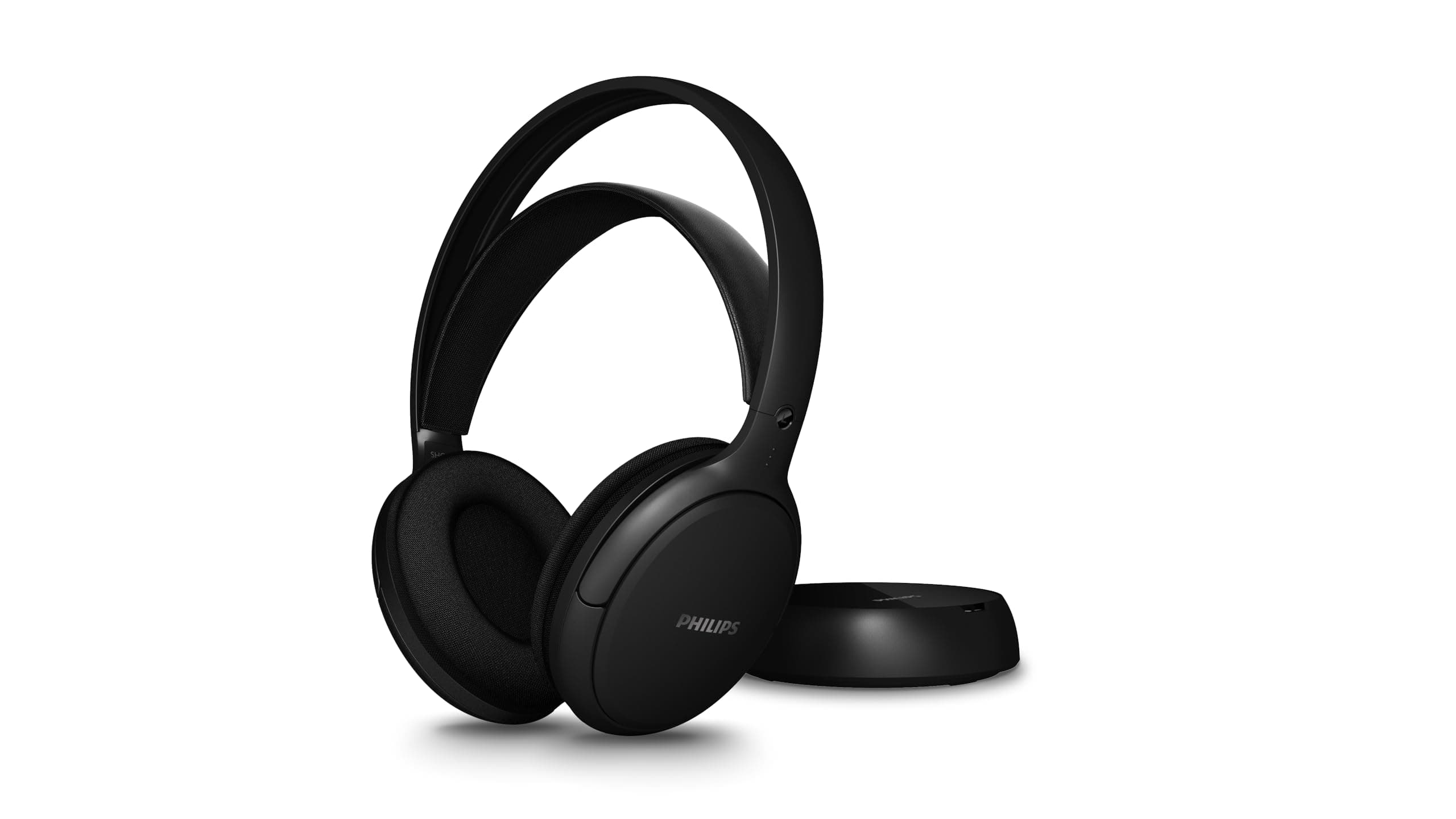 Philips SHC5000 kabellose TV-Kopfhörer mit 30 Std. Wiedergabezeit, 30 m Reichweite, digitaler 2,4-G-Verbindung, bequemem ohraufliegendem Sitz, austauschbarem Akku, klarem Dialogklang – schwarz Angebot bei HelloDeals