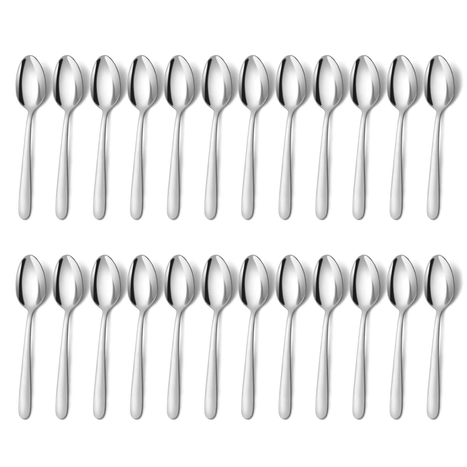 BEWOS Teelöffel 24 Stück, Edelstahl Kaffeelöffel 5,71 Inch(14,5cm), Espressolöffel, Dessertlöffel, Kleine Löffel Spiegelpoliert, Spülmaschinenfest, Set für Haushalte, Restaurants, Kantinen Silberner runder Griff (normal) Angebot bei HelloDeals