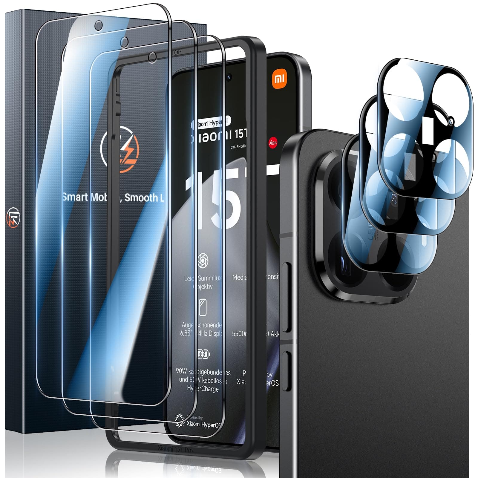 LK Schutzfolie für Xiaomi 15T Pro Panzerfolie, 9H Härte Glas, 0.30mm Ultra Klar Displayfolie, Blasenfreie Fingerabdruck-ID Unterstützen, 3 Kameraschutz und 3 Stück Mi 15T Pro Folie mit Einbaurahmen Xiaomi 15T Pro Transparent Angebot bei HelloDeals
