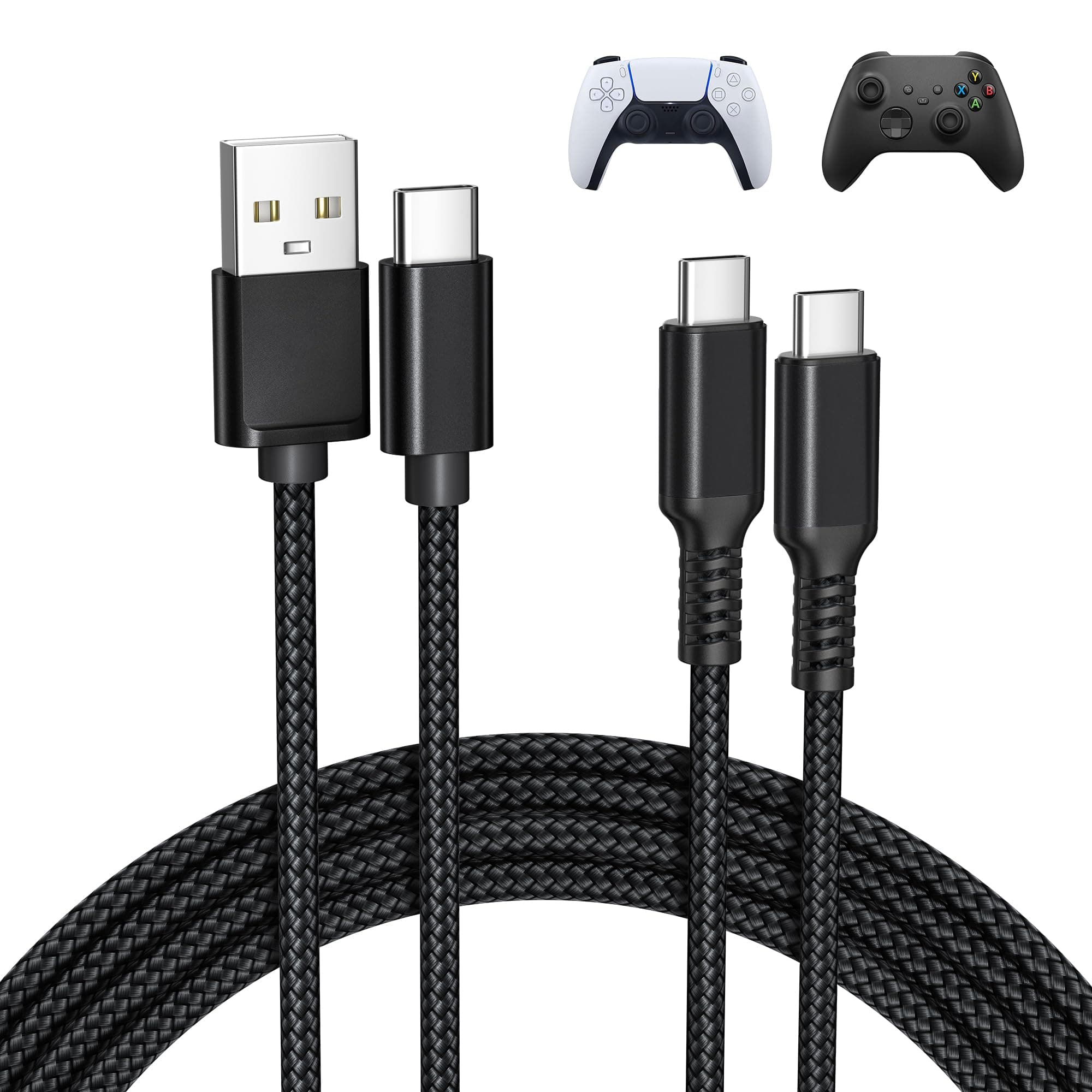 Basesailor USB Typ C Ladekabel für PS5 Controller USB zu USB C Kabel 2Stück | 1M für XBox Series X|S Core,Elite Series 2 Controller,für Nintendo Switch 2/OLED,PlayStation 5 DualSense,PS5 Pro Controller Schwarz 3.3FT/1M Angebot bei HelloDeals