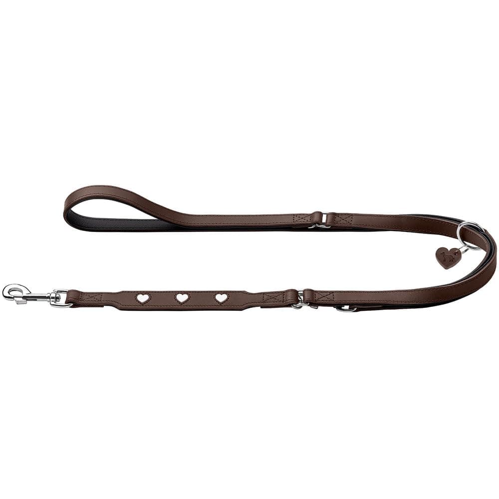 Hunter Verstellbare Hundeführleine Love, Farbe: braun/schwarz, weiches Rindnappaleder, 3-fache Verstellmöglichkeit, eingenähte Herzen, hochwertig verarbeitet, Made in Germany, Größe 13/200 braun/schwarz 13/200 Angebot bei HelloDeals