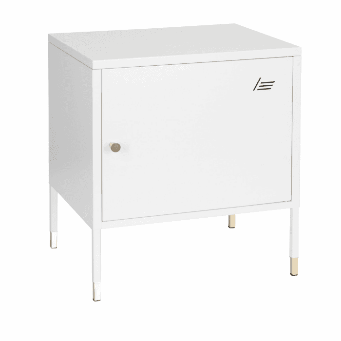 hjh OFFICE 743025 Metallschrank klein UMEO Weiß/Gold Beistellschrank aus Metall im Industrial-Design, 50 x 45 x 35 cm Angebot bei HelloDeals