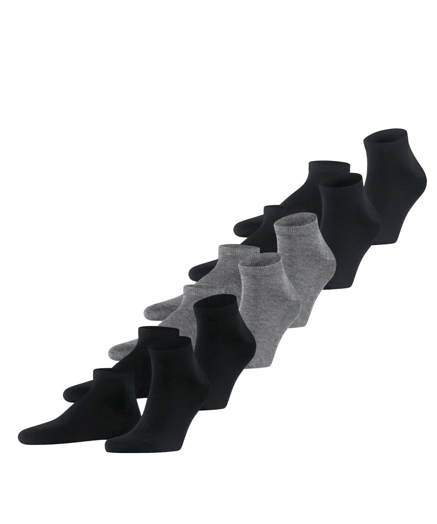 FALKE Herren Happy 6-Pack Sneakersocken atmungsaktive Baumwolle Herrensneakersocken verstärkt kurz langlebig strapazierfähig hautfreundlich ein Allrounder einfarbig Multipack Geschenkbox 6 Paar | Set aus 6 Paar Baumwollsneakern 43-46 Mehrfarbig Black Grey Angebot bei HelloDeals