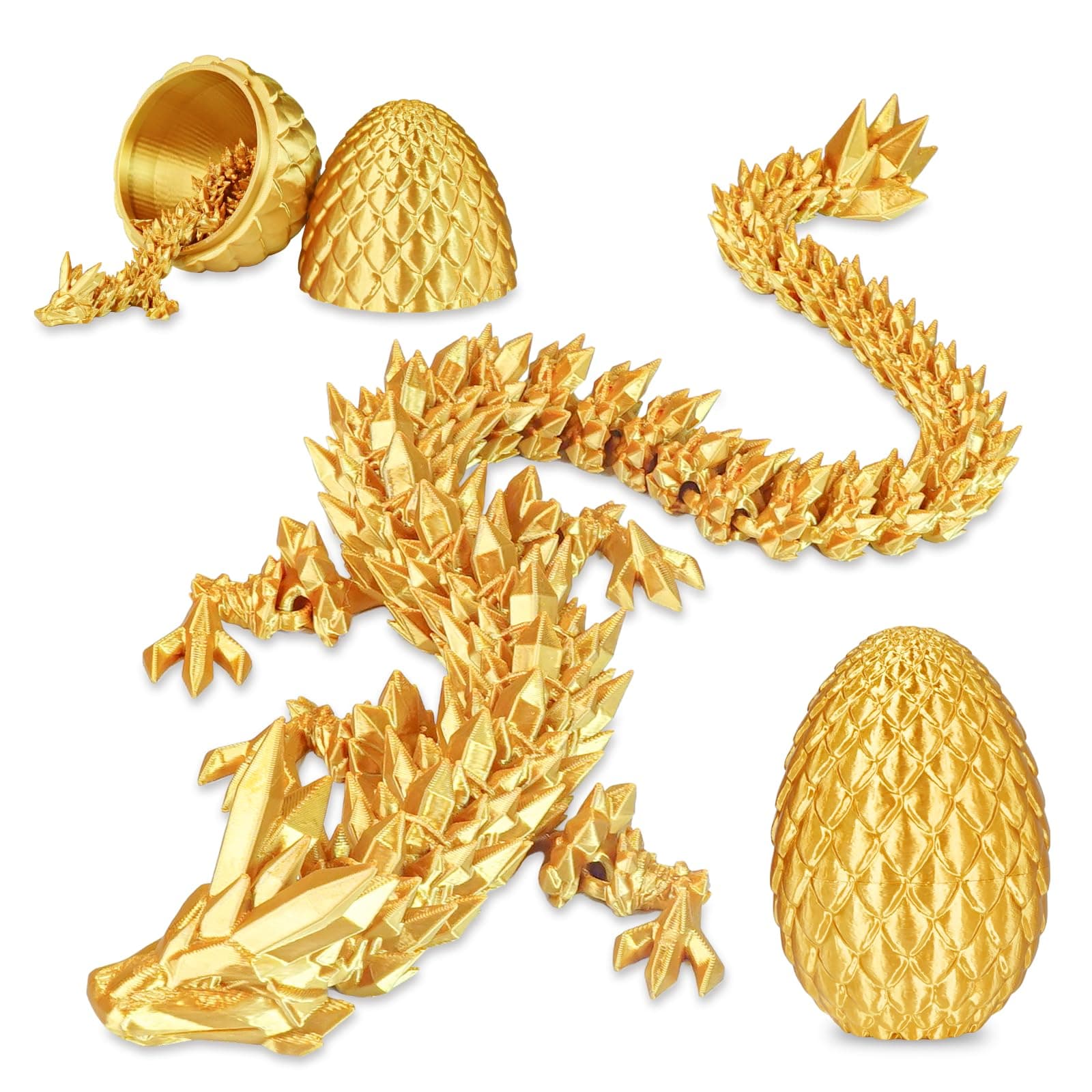 Überraschungs-Drachenei mit Drache im Inneren Geschenke für Kinder und Erwachsene 3D-gedrucktes Fidget-Spielzeug perfekt für Weihnachten Ostern Geburtstage Deko Stressabbau(Gold, Mittel) Mittel Gold Angebot bei HelloDeals