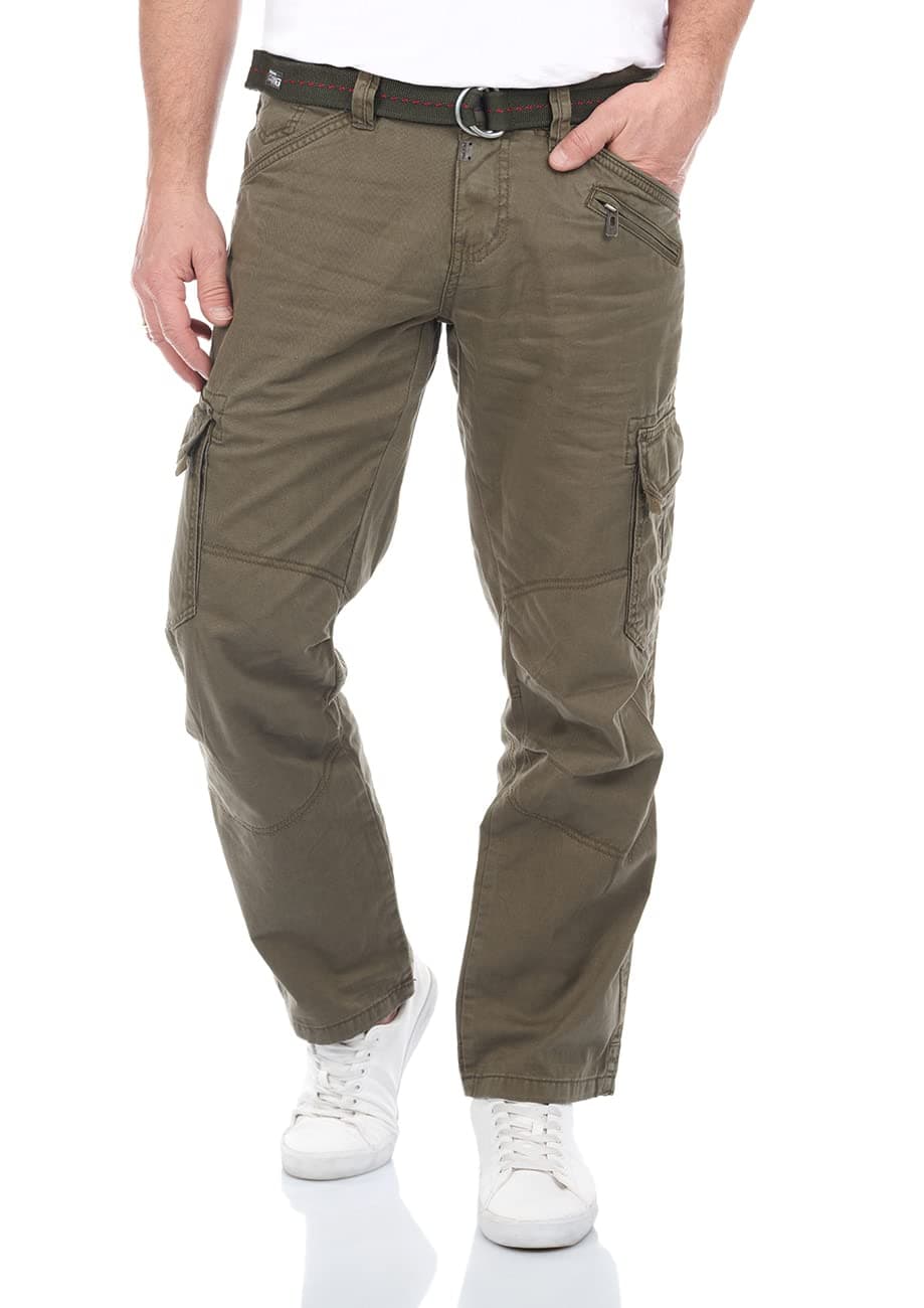 Timezone Cargohose Herren mit Gürtel BenitoTZ Loose Fit Cargo Hose Taschen Baumwolle Beige Grau Khaki 29 30 31 32 33 34 36 38 40 31W / 32L Khaki (4137) Angebot bei HelloDeals
