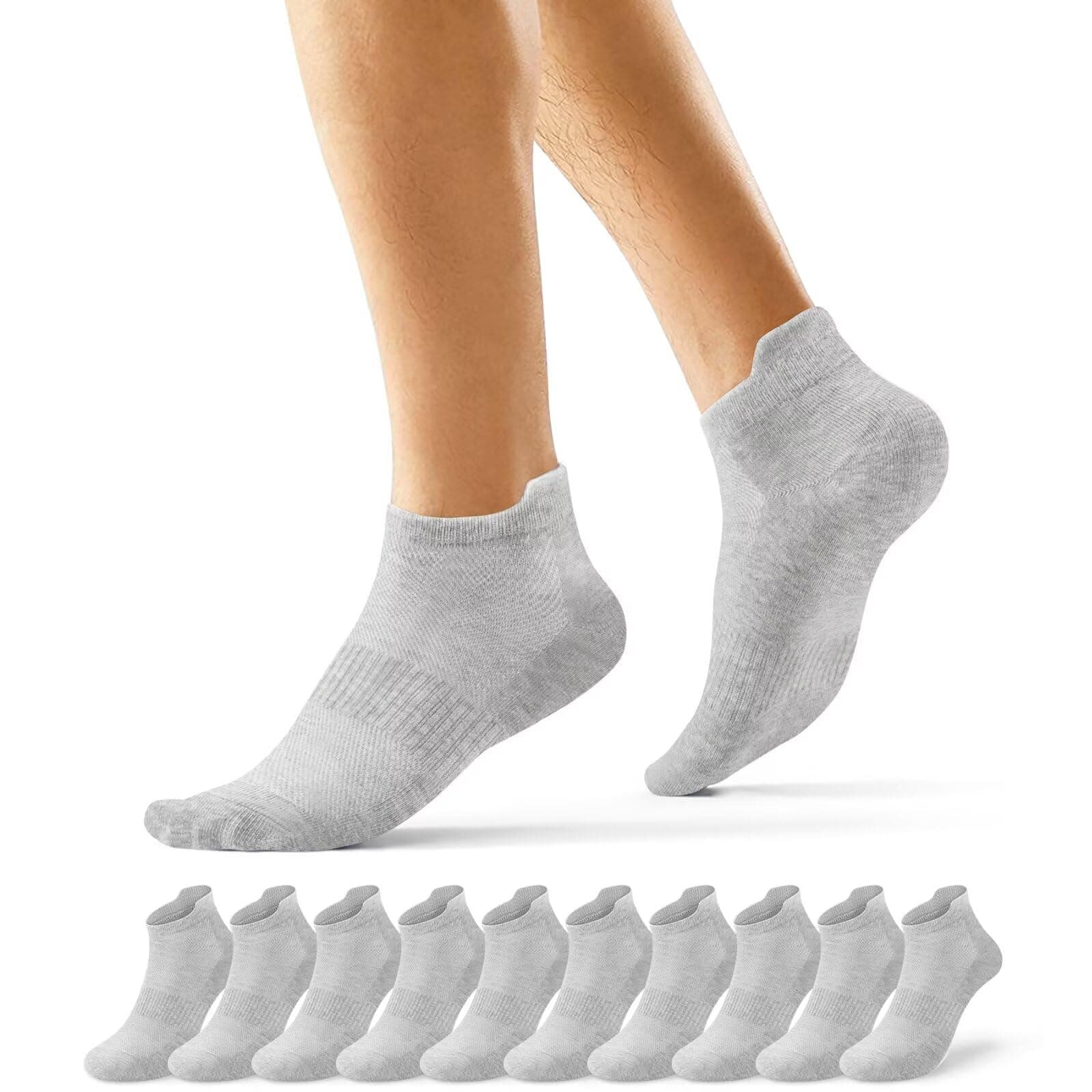 10 Paar Sneaker Socken Herren und Damen Baumwolle Kurze Laufsocken | Atmungsaktive Halbsocken und Low Socks mit Fersenlasche und Fußgewölbestütze; Anti Schweiß Socken für Sport und Alltag 47-50 Grau*10 Angebot bei HelloDeals