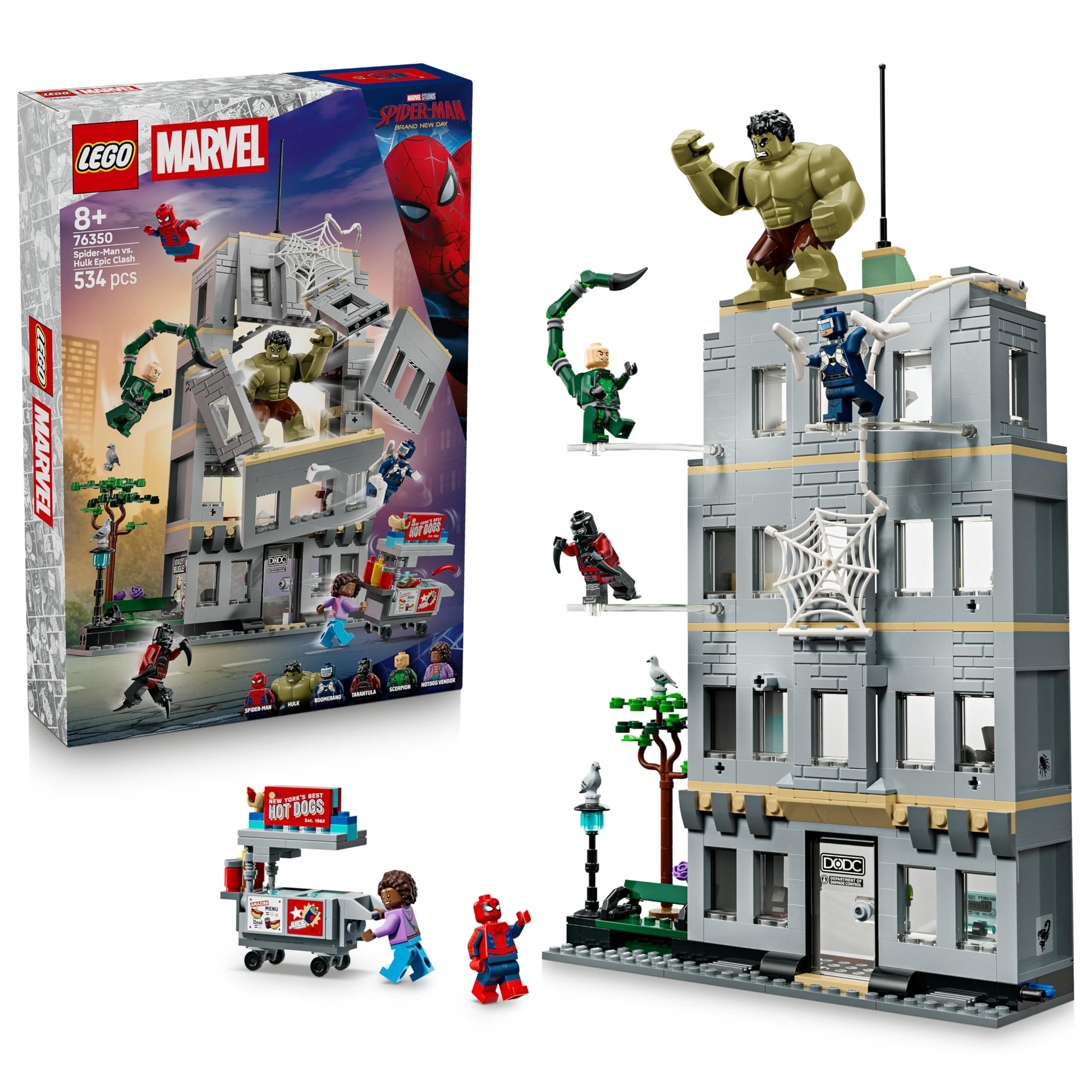 LEGO | Marvel Großer Showdown: Spider-Man vs. Hulk - Interaktives Spielzeug mit 4-stöckigem Bürogebäude, Actionfigur und 5 Minifiguren inkl. Scorpion - Geschenk für Jungen ab 8 Jahren und Fans - 76350 Angebot bei HelloDeals