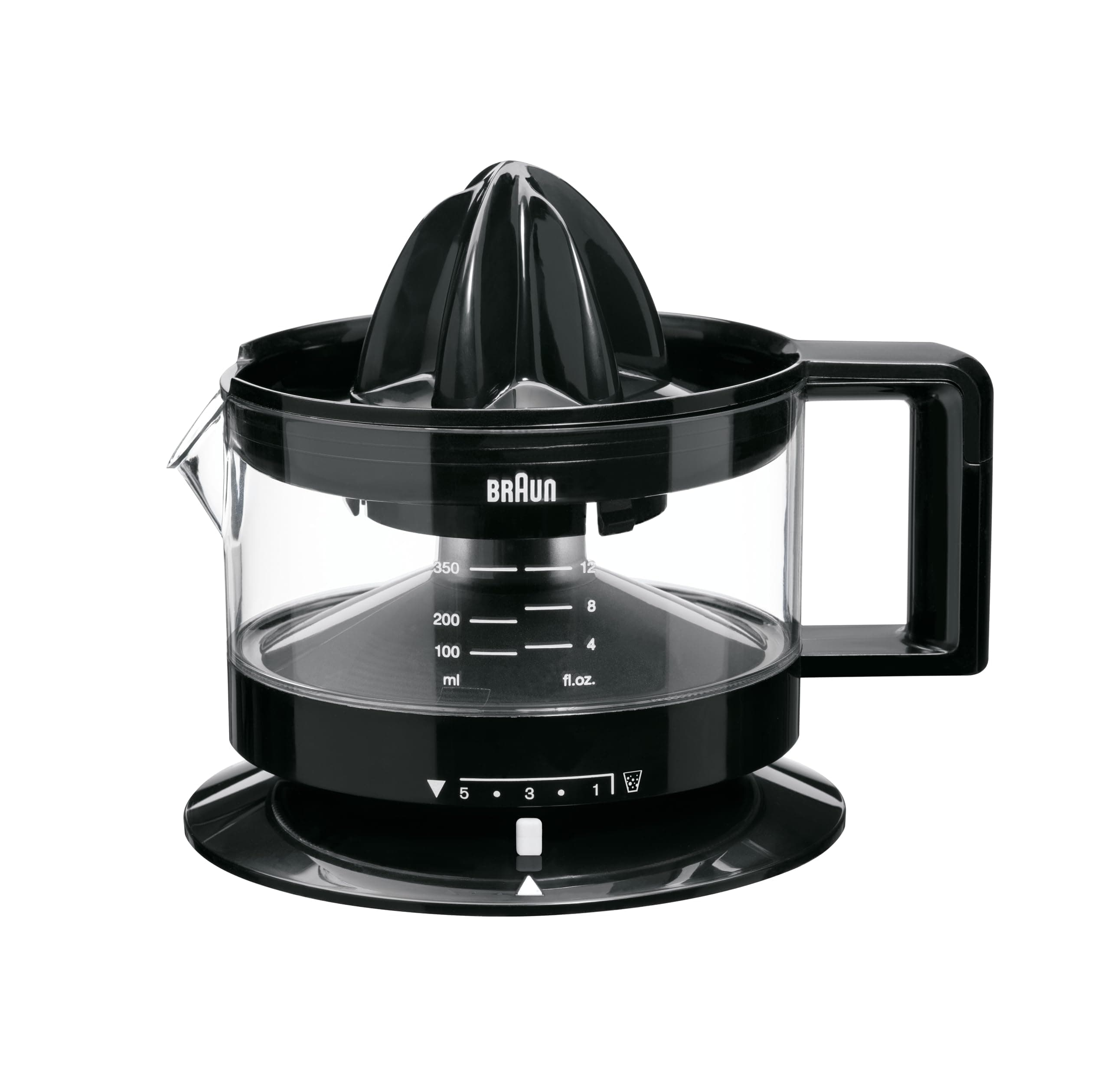 Braun CJ3000 BK Zitruspresse mit Schale präzisionskalibrierung 350 ml, Anzahl Fruchtfleisch dimmbar, automatische Start/Stop, schwarz Angebot bei HelloDeals