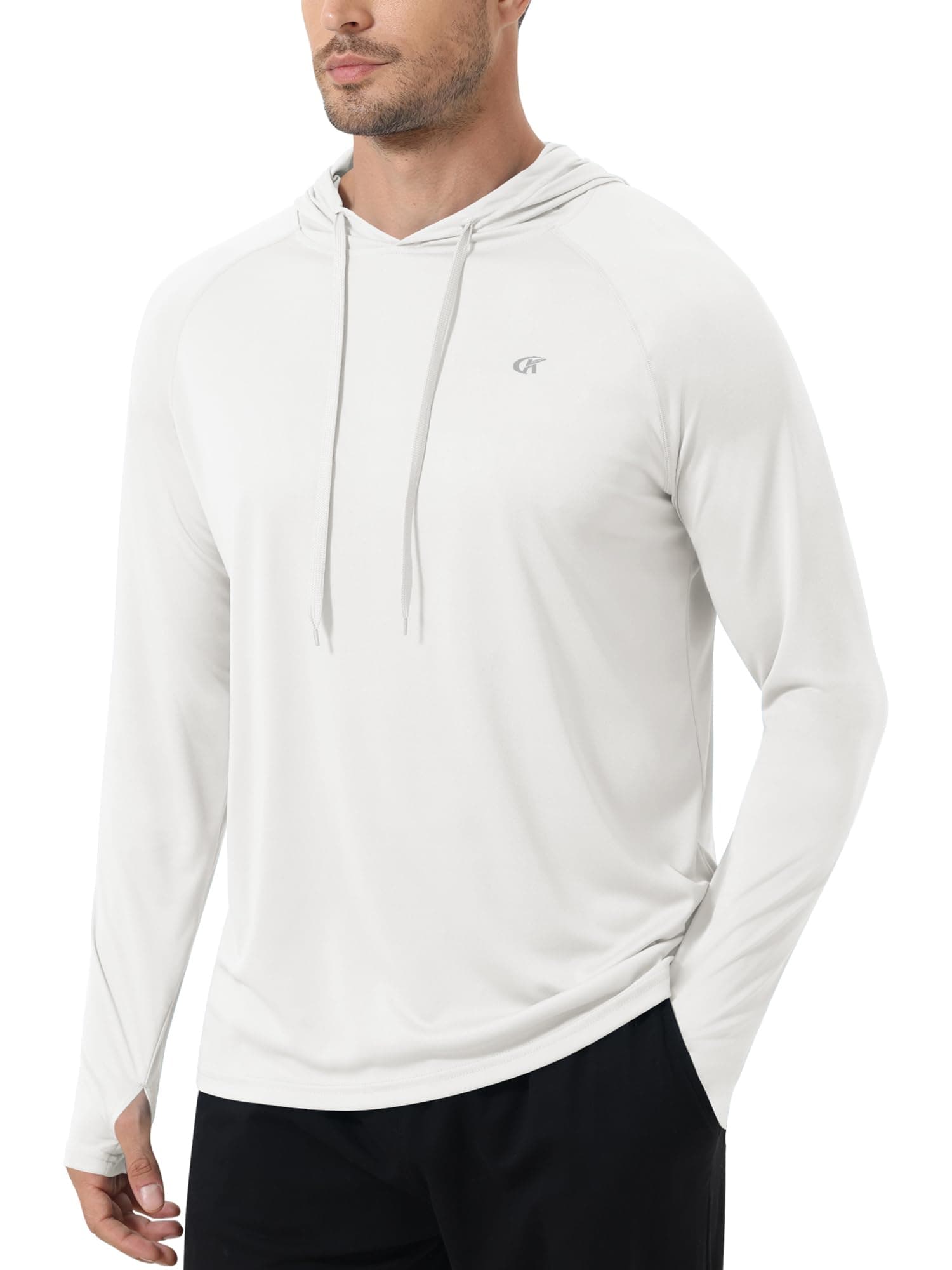 Tyhengta Herren Hoodie Langarm UV-Schutz T-Shirt Leichtes Schwimm-Shirt Sonnenschutz T-Shirt mit Kapuze Strand Shirt Weiß XL Angebot bei HelloDeals