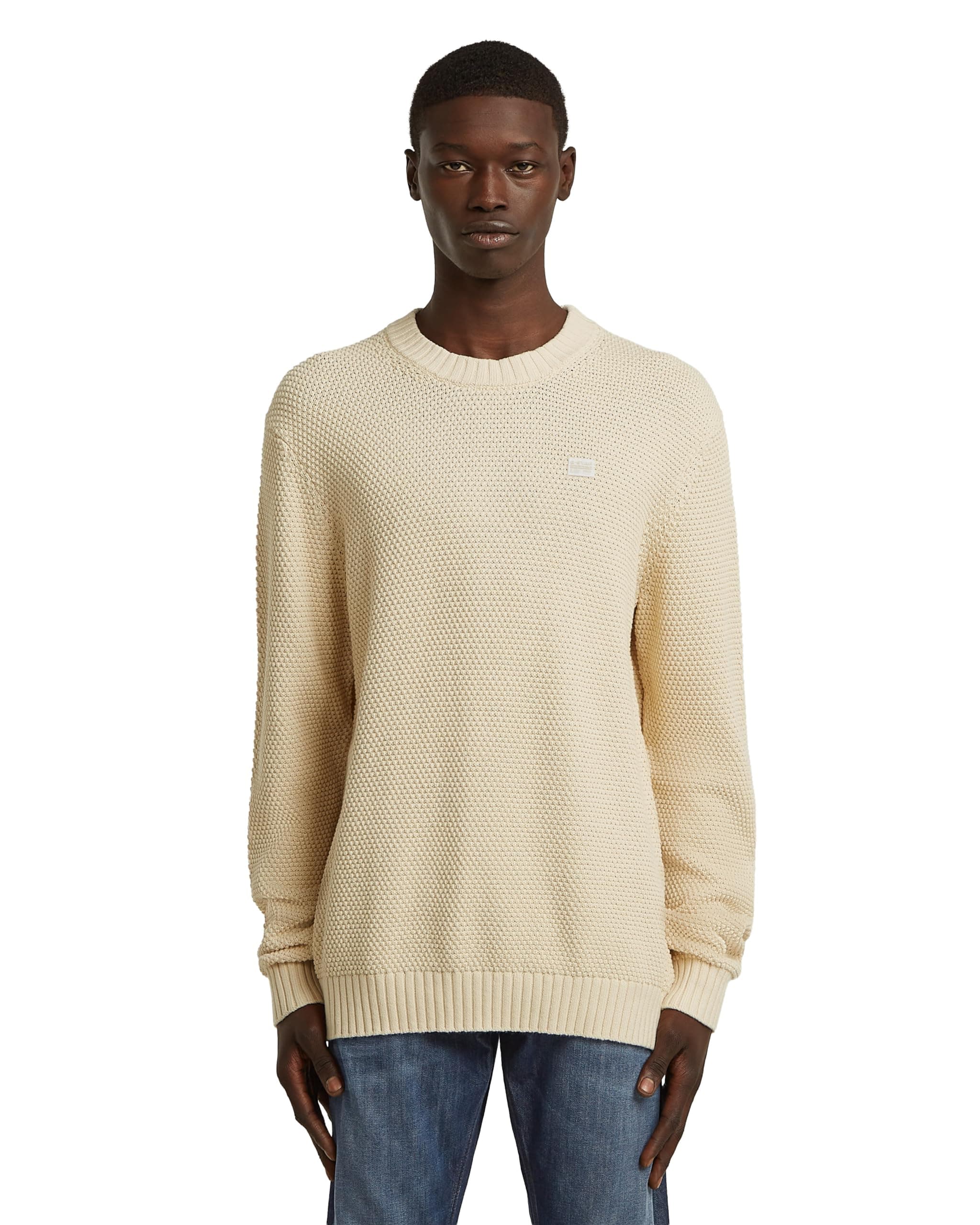 G-STAR Herren Honey Comb Structure r Knit M Weiß (Dk Talc D27106-d631-a488) Angebot bei HelloDeals