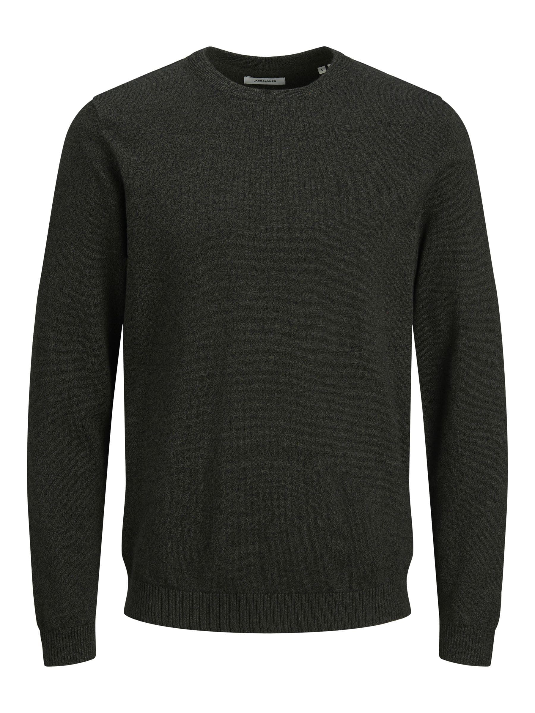 JACK & JONES Male Strickpullover Einfarbig Strickpullover | Knitted Pullover XXL Forest Night/Detail:twisted With Black Angebot bei HelloDeals