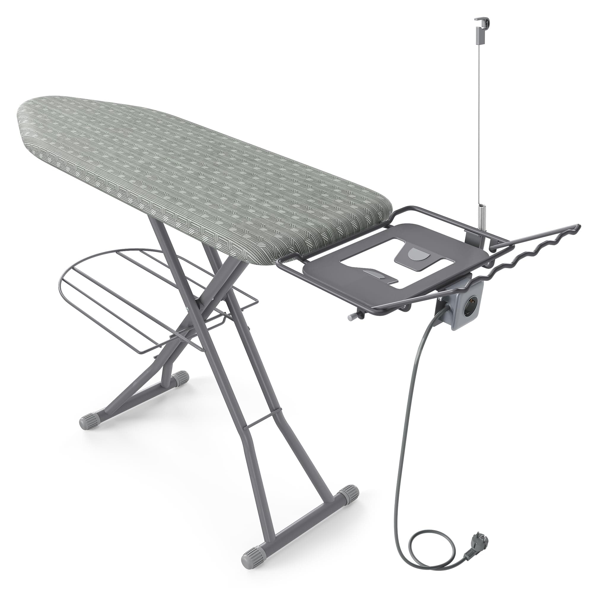 SONGMICS Bügelbrett mit Steckdose und Ablage, Bügelfläche 129 x 38 cm, Höhenverstellbar, für Dampfbügeleisen, Taubengrau, BORIX Kollektion LLB022G101 129L x 38B cm Angebot bei HelloDeals