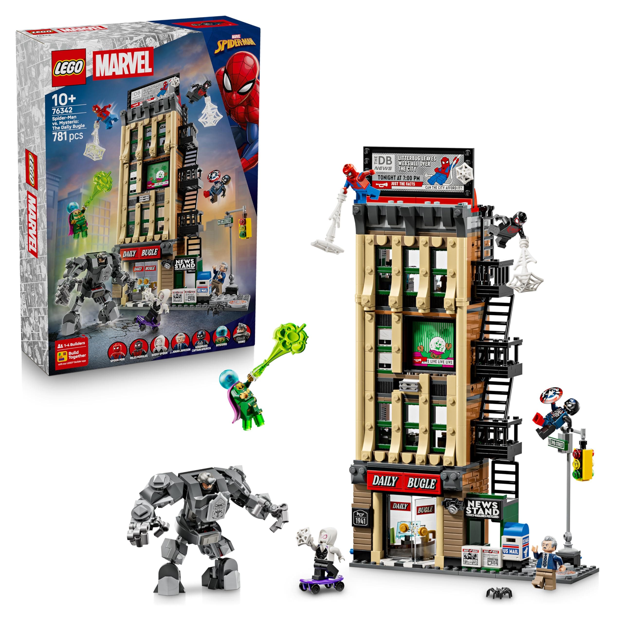 LEGO | Marvel Spider-Man vs. Mysterio: Daily Bugle - Superhelden Spielzeug mit Mech Actionfigur und 7 Minifiguren - Kinder Geschenk für Jungen ab 10 Jahren, Mädchen und Fans - 76342 Angebot bei HelloDeals
