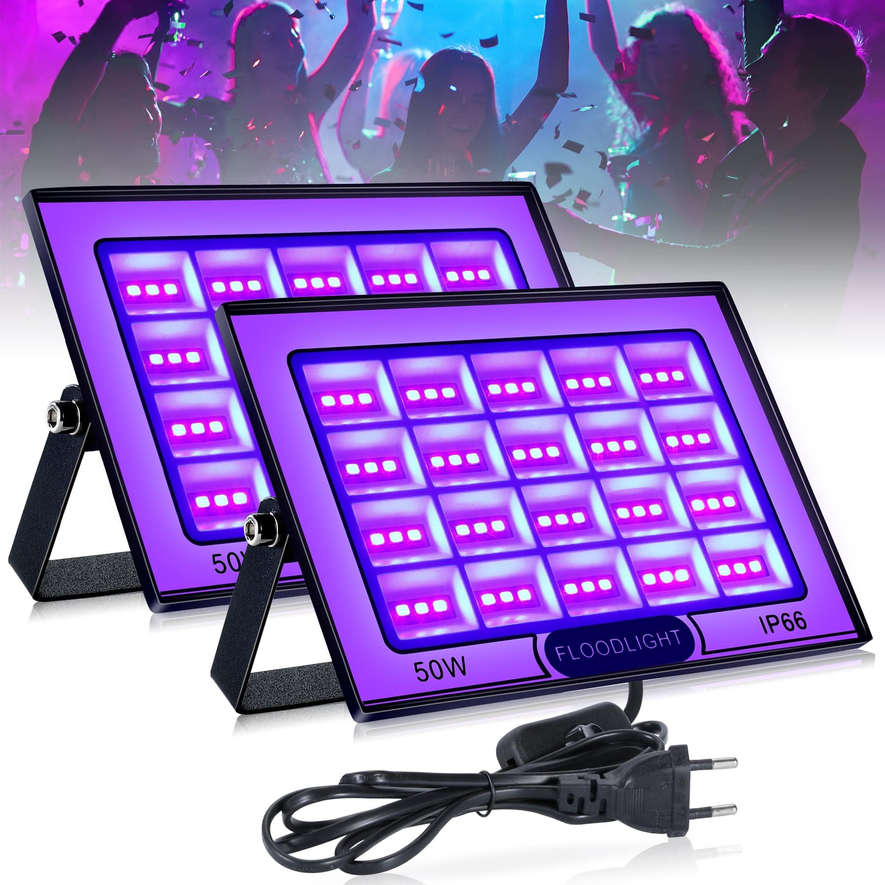 2 Stück 50W UV Schwarzlicht, IP66 Wasserdichte Blacklight Schwarzlicht Led Strahler, UV Licht Schwarzlichtlampe, für Disco, Glow Party, Halloween Deko, Bühnenbeleuchtung, Party Zubehör 50w-2pcs Angebot bei HelloDeals
