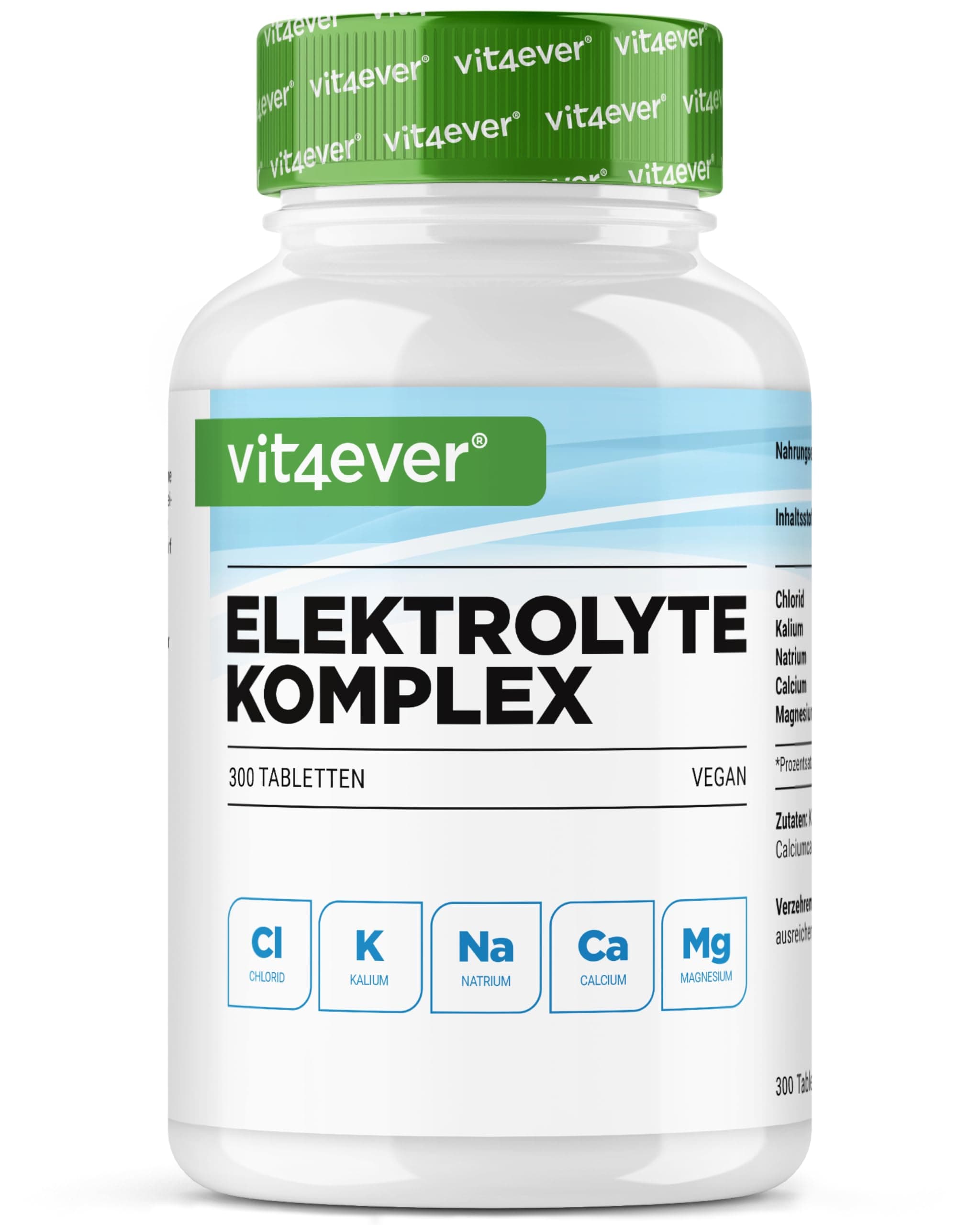 vit4ever Elektrolyte Tabletten - 300 Stück - Geeignet für Keto Ernährung | mit Magnesium, Kalium, Calcium, Natrium & Chlorid - Magnesium für Elektrolytgleichgewicht & normale Muskelfunktion - Vegan Angebot bei HelloDeals