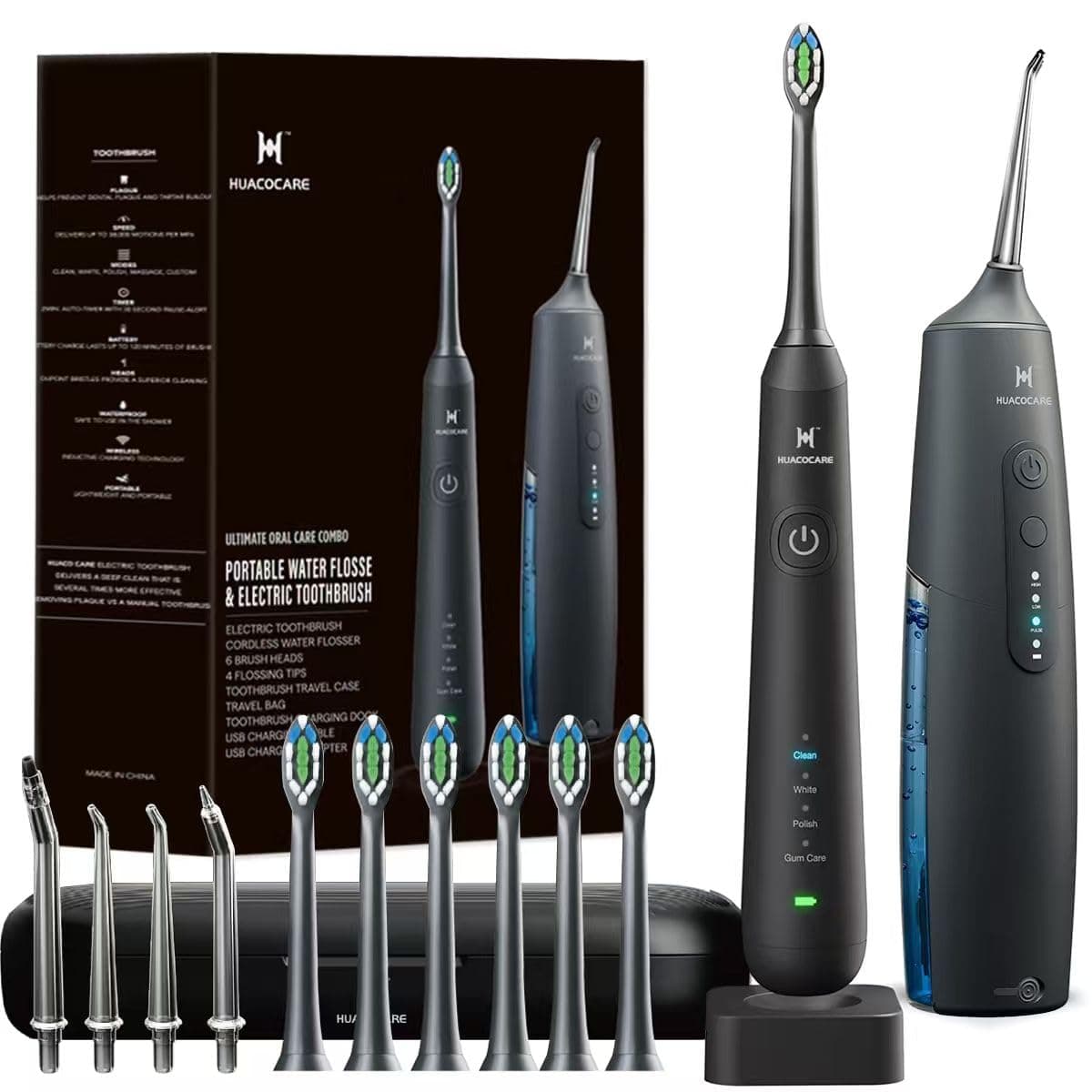 2-in-1 Mundhygiene-Set – Testsieger 2026* – Munddusche & Elektrische Zahnbürste – TÜV-geprüft – Für gesundes Zahnfleisch & gründliche Reinigung – 2000 mAh Akku, IPX7 wasserdicht – inkl. Reiseetui Schwarz Angebot bei HelloDeals