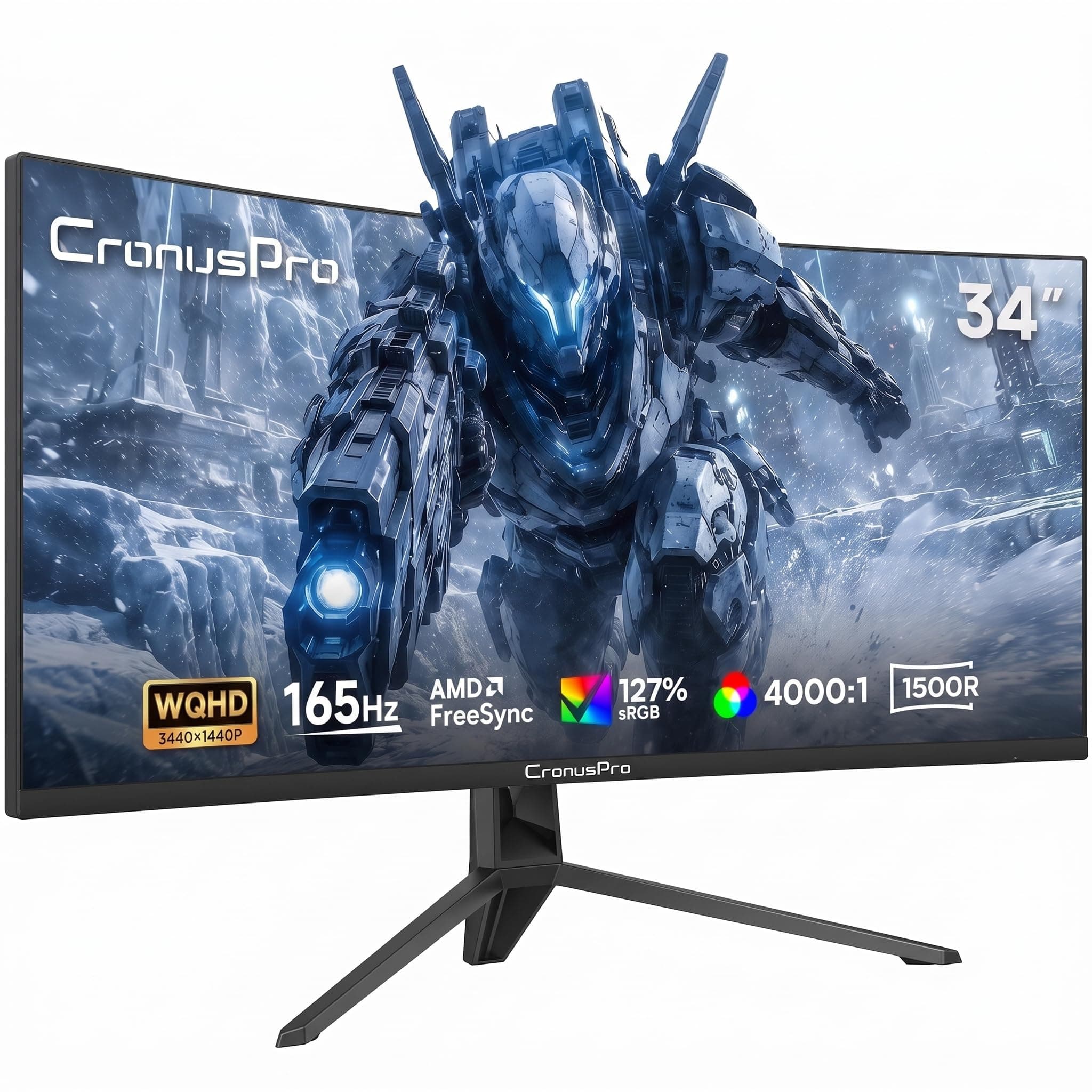 34 Zoll Ultrawide Curved Gaming Monitor, 165Hz, 1ms MPRT, UWQHD | 3440 x 1440, 1500R, 21:9 VA panel, 4000:1, 127% sRGB, FreeSync, HDMI 2.0, DP 1.4, HDR, VESA 100x100mm, PC Bildschirm Schwarz Angebot bei HelloDeals