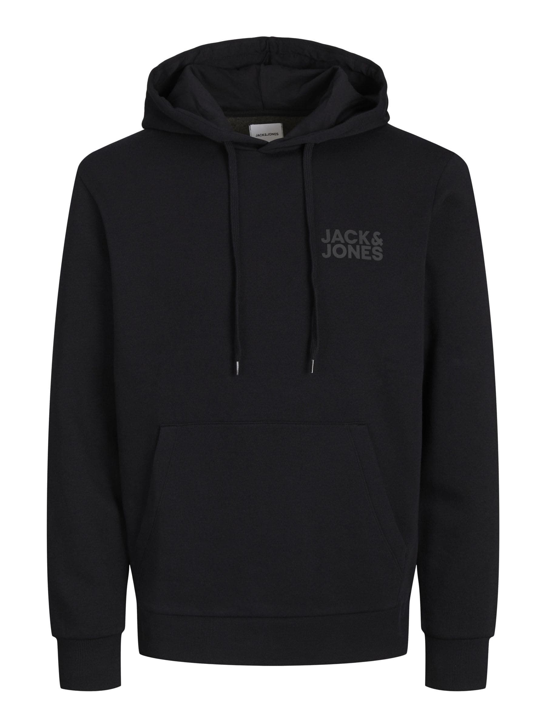 JACK & JONES Hoodie Herren Regular Fit JJEADRIAN Plus Size Kapuzenpullover Pullover Sweater Print Schwarz Grau Grün Braun Beige Blau S M L XL XXL 3XL 4XL 5XL 6XL 7XL 8XL S Black/Detail:small Print/ Black Angebot bei HelloDeals