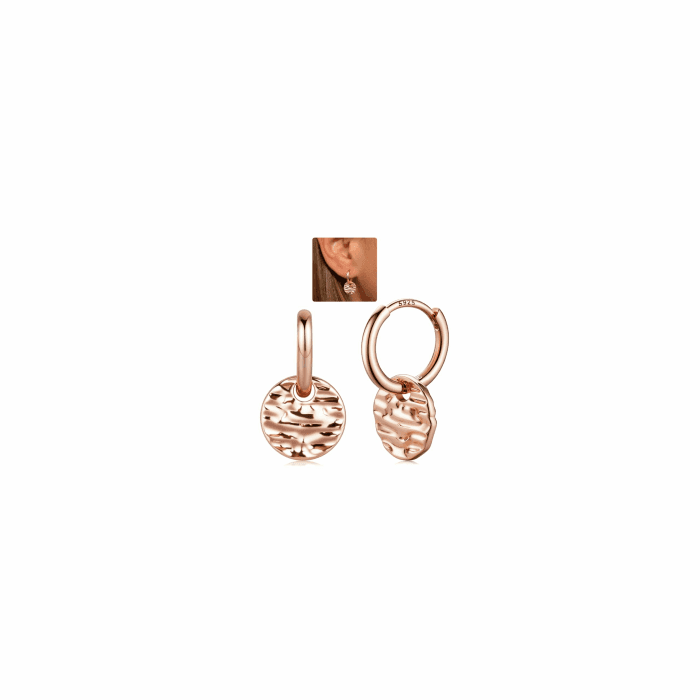 LOLIAS Ohrringe Silber 925 Hängend Creolen Rosegold 14K Gold for Damen | 14K Creolen Gold mit Rundem Coin Ohrringe Silber 925 Rosegold Hypoallergene Tropfen Ohrringe für Damen Mädchen B Roségold Angebot bei HelloDeals