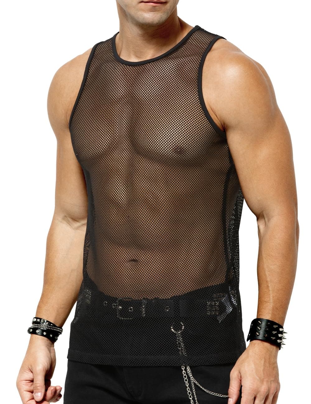 Casey Kevin Netzhemd Herren Netz Tank Top Muskel Transparent Shirt | Netzshirt, Mesh Shirt Ärmellos, Rundkragen, Durchsichtiges Netzoberteil, Für Club Disco Party Fitness Streetstyle M A1-schwarz Angebot bei HelloDeals