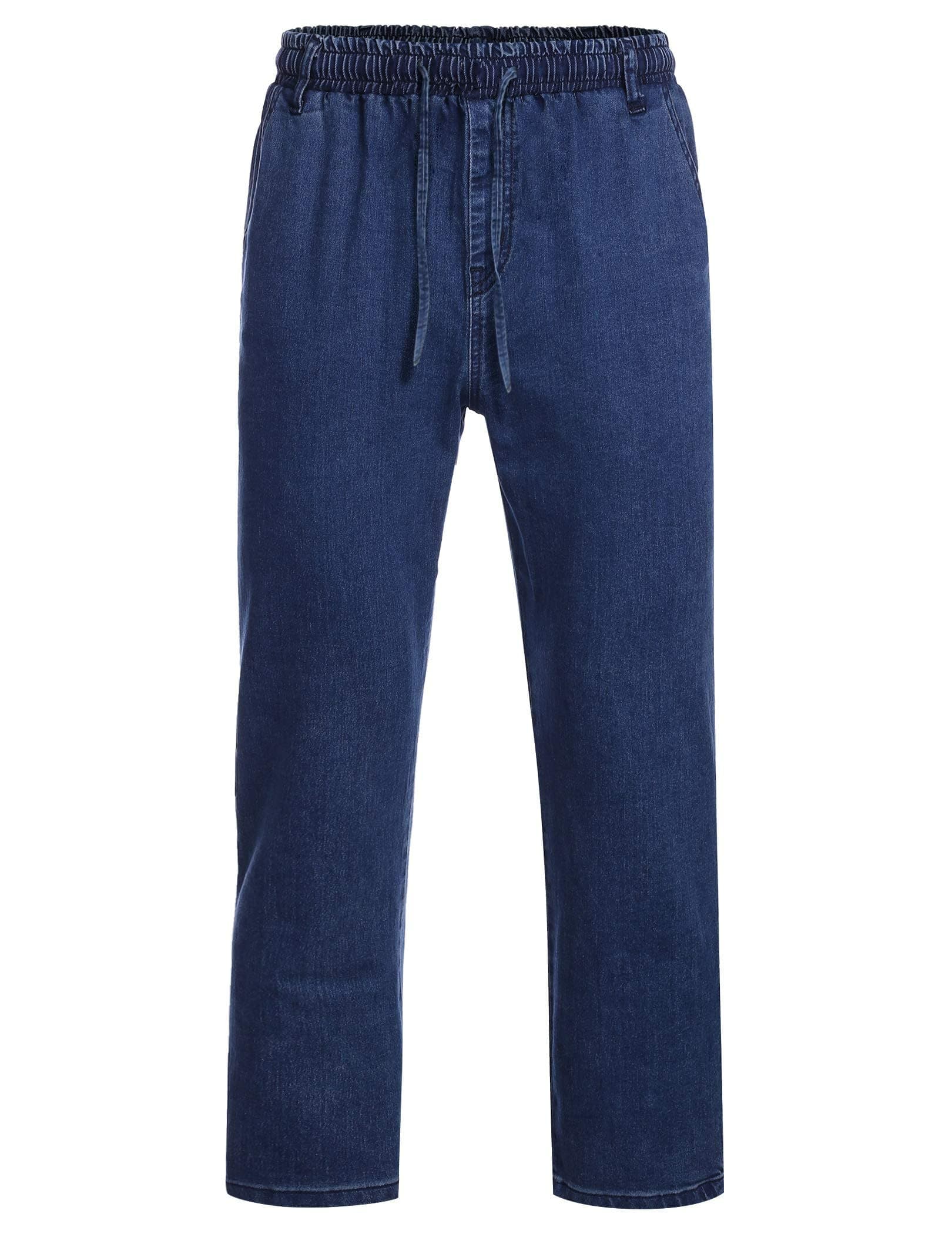 COOFANDY Jeans Herren Stretch Baumwolle Schlupfjeans Hose mit Gummibund | Straight, Jeanshose, Schlupfhose, Freizeithose, mit Taschen, Gummizug, Elastischem Bund, Regular Fit, Bequem, Freizeit M Blau Angebot bei HelloDeals