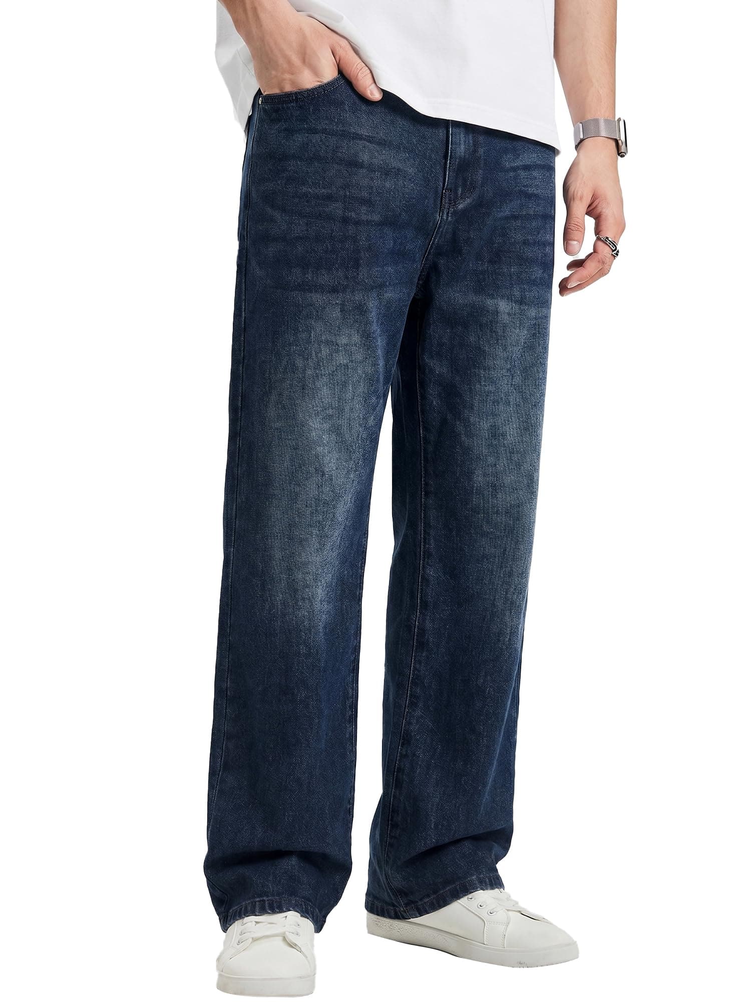 JMIERR Jeans Herren Baggy Baumwolle Vintage Stretch | Bequeme Baumwolle,Weites Bein,Freizeithosen,5-Pocket-Design, Loose Fit,Y2K, Hip Hop,Streetwear,Alltag und Casual 4XL Marineblau Angebot bei HelloDeals