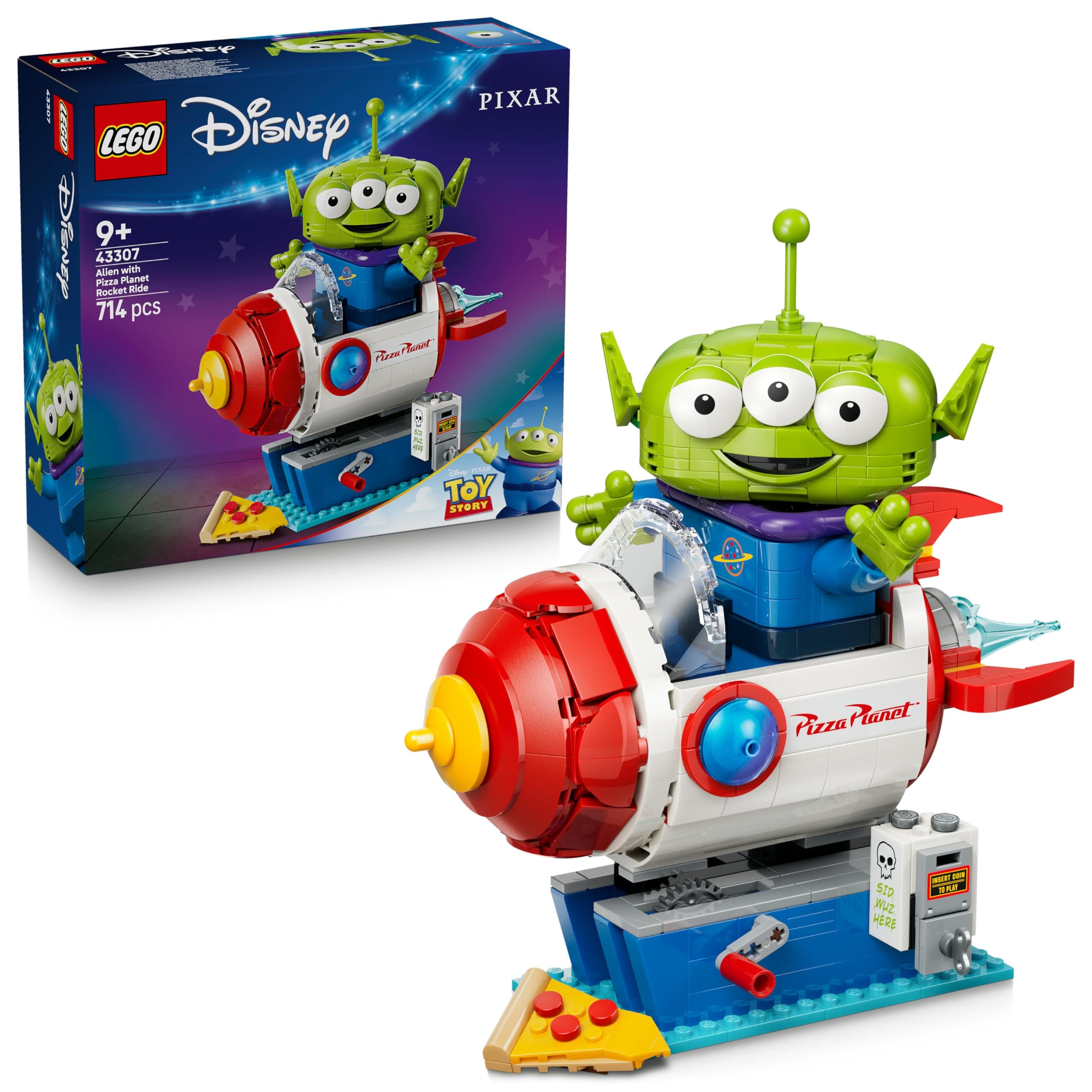 LEGO Disney and Pixar Toy Story Alien mit Pizza Planet Raketenfahrt - Raumschiff Spielzeug mit Alien Figur als DIY Deko - Geschenk für Jungen und Mädchen ab 9 Jahren sowie Toy Story Fans - 43307 Angebot bei HelloDeals