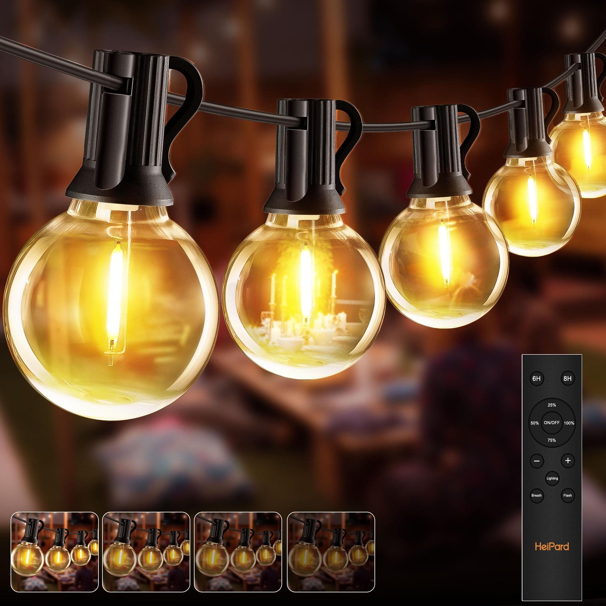 LED Lichterkette Außen Outdoor Strom 45M - 75 Glühbirnen Aussen Beleuchtung | LED Lichterkette mit Fernbedienung, Timer & Dimmbar, Wasserdicht für Garten, Pavillon, Terrasse, Balkon, Hochzeiten, Partys 45 m Angebot bei HelloDeals