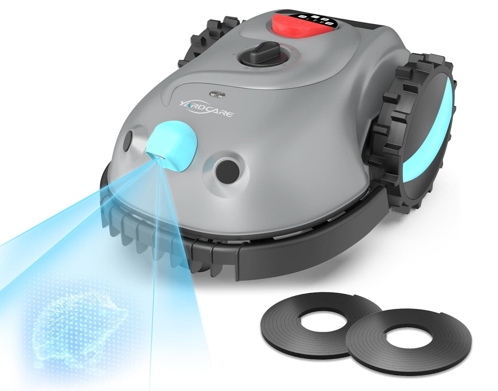YARDCARE V100 Mähroboter ohne Begrenzungskabel, mit Vision-Navigation, Hindernisvermeidung(150 Arten), 4,0 Ah Akku Rasenmäher Roboter, Rasenroboter mit Ersatzklingen, Geeignet für kleine Gärten Grau Weiß Angebot bei HelloDeals