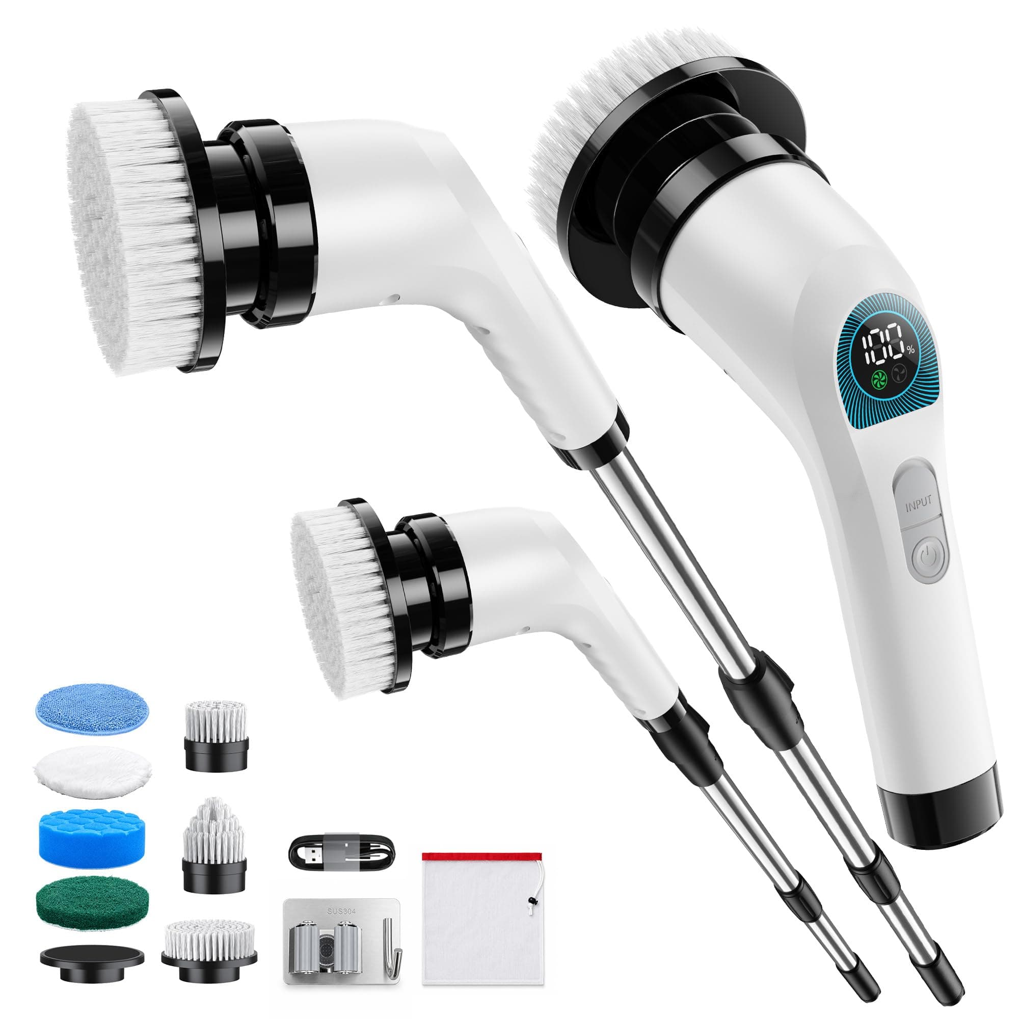 Kabellose Elektroreinigungsbürste, 7 Aufsätze mit 1 Schwammköpfe, Bad&Küche Angebot bei HelloDeals