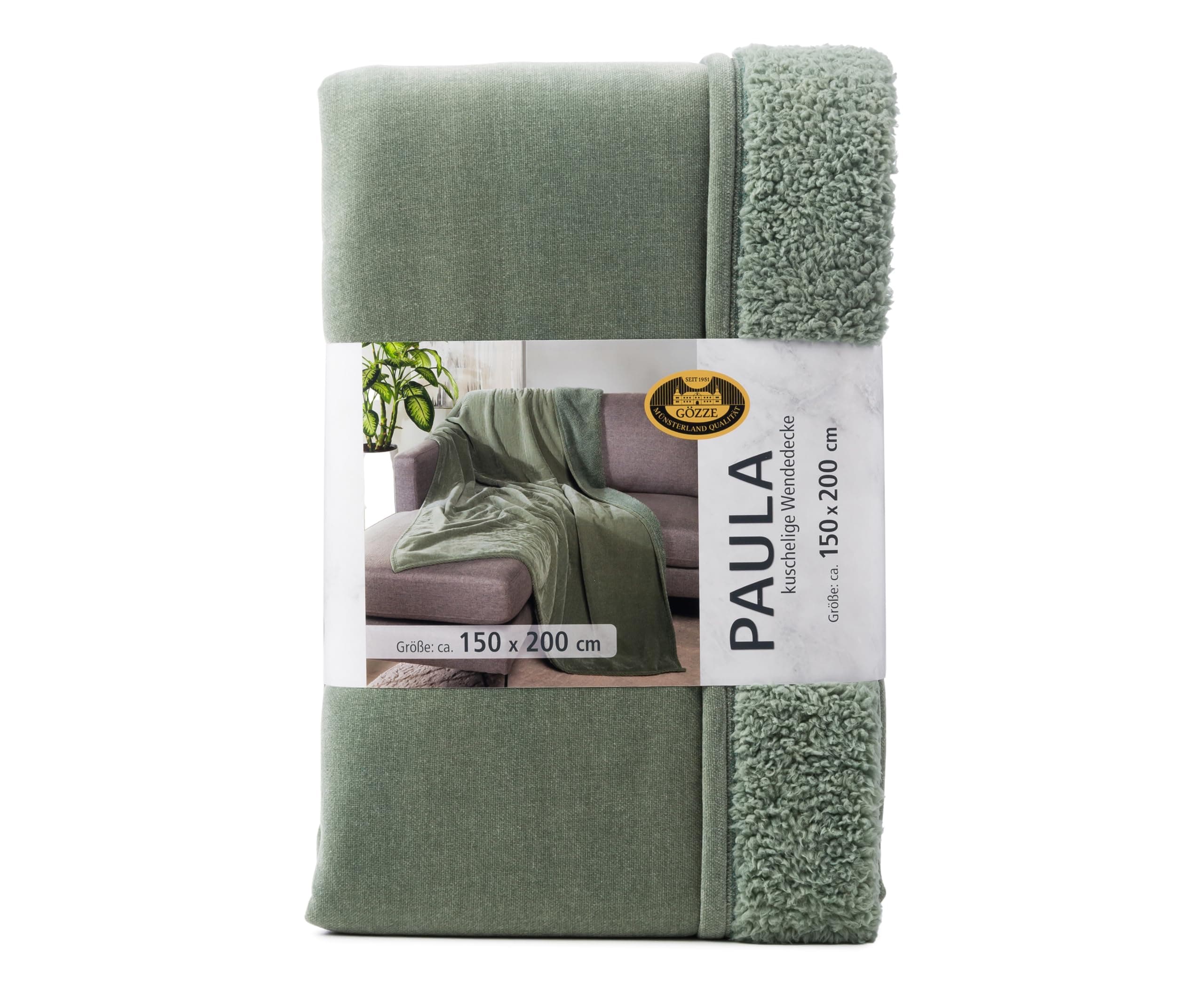 Gözze - Chenille Wohndecke Paula, Luxuriöse Kuscheldecke mit weicher Rückseite, 100% Polyester-Mikrofaser, 150 x 200 cm - Salbei 150x200 cm Salbei Angebot bei HelloDeals