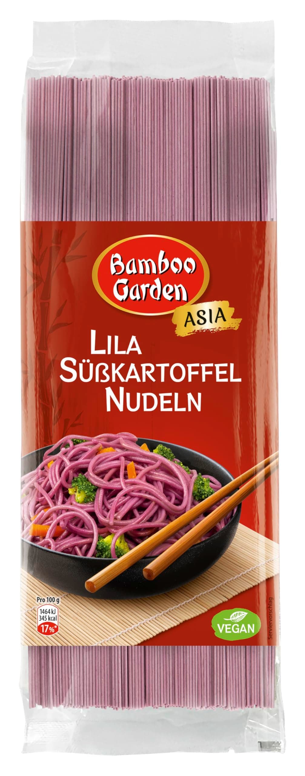 Bamboo Garden - Lila Süßkartoffel Nudeln | Schmale Nudeln mit einem sanft-nussigen Geschmack | Ideal für Bowls und Salate | Schnell zubereitet | 250 g im Beutel Angebot bei HelloDeals