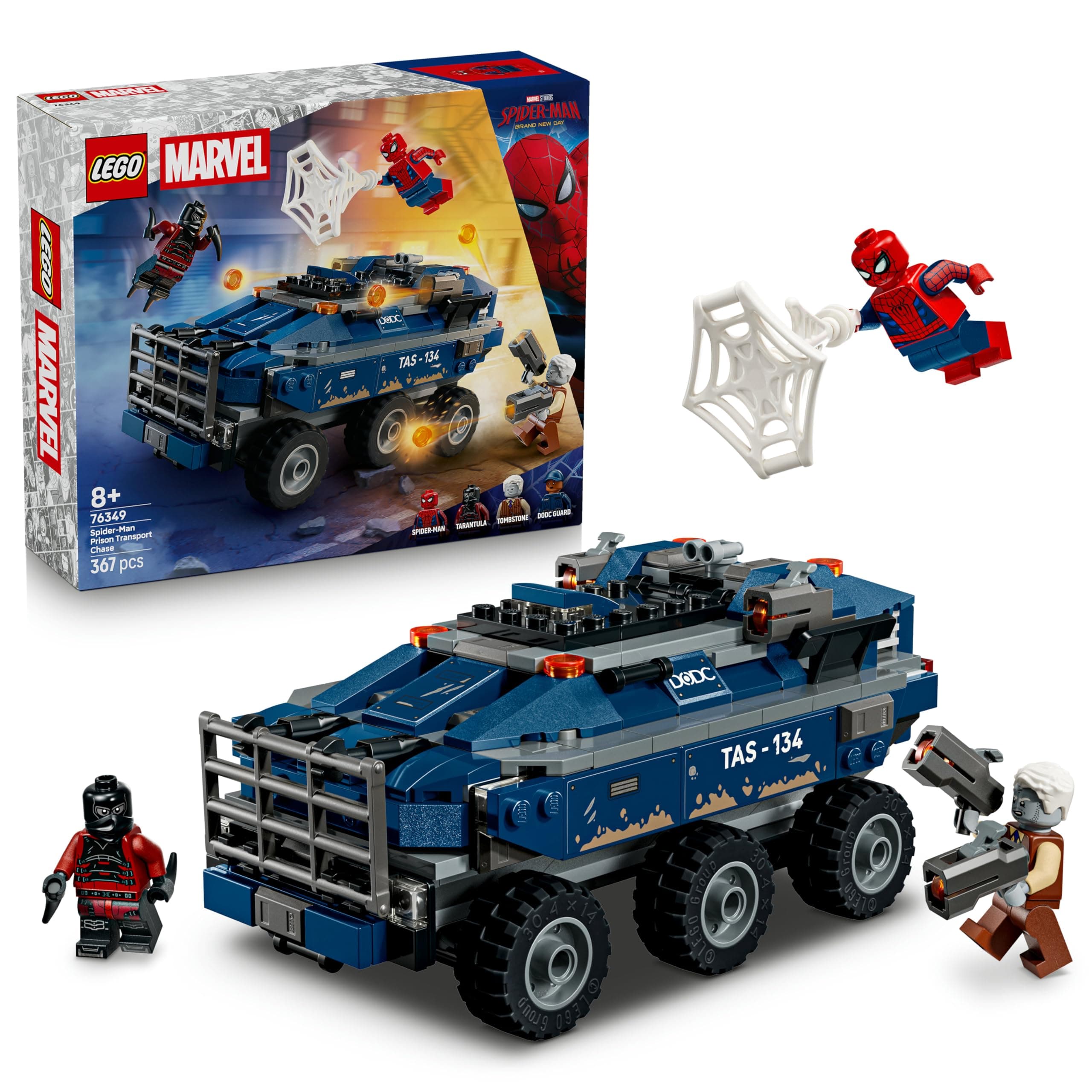LEGO | Marvel Spider-Man Jagt den Gefängnistransporter - Superhelden Spielzeug mit gepanzertem Fahrzeug und 4 Minifiguren inkl. Tombstone und Tarantula - Geschenk für Jungen ab 8 Jahren - 76349 Angebot bei HelloDeals