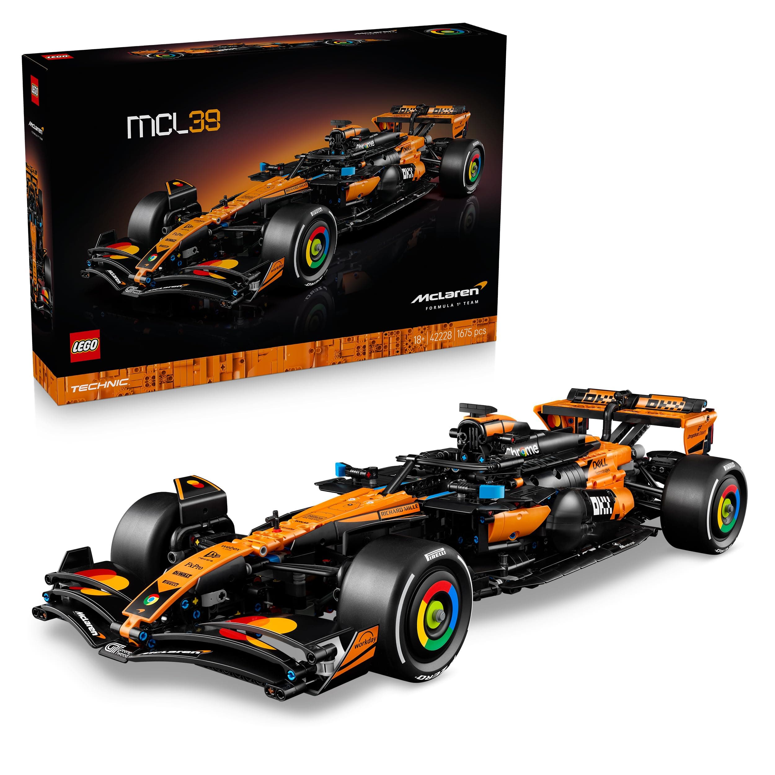 LEGO Technic McLaren MCL39 F1 Rennwagen - Modellbau für Erwachsene - Sammler Set mit V6-Motor, Differential & DRS-Aktivierung - Geschenkidee für Racing- & Motorsport Fans - 42228 Angebot bei HelloDeals