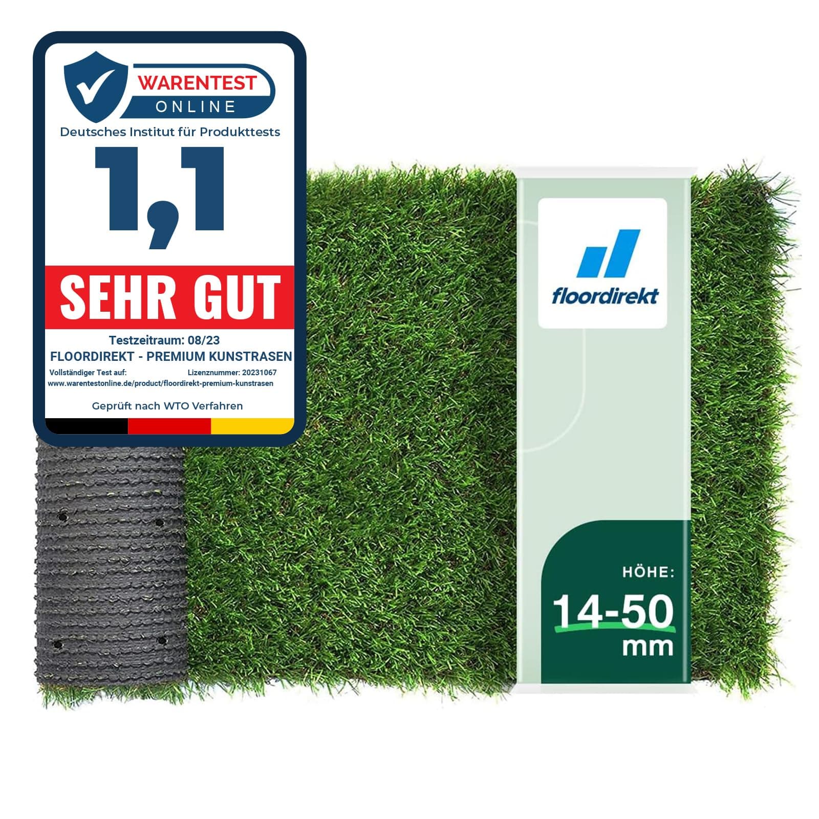 Floordirekt Kunstrasen Outdoor Rasenteppich Meterware - Grasteppich - Rollrasen - Kunststoffrasen - Rasen für Balkon & Garten Rasen Teppichboden für Außen nach Maß 18mm Höhe, Terraza 200x200 cm 200x200cm 18mm Angebot bei HelloDeals