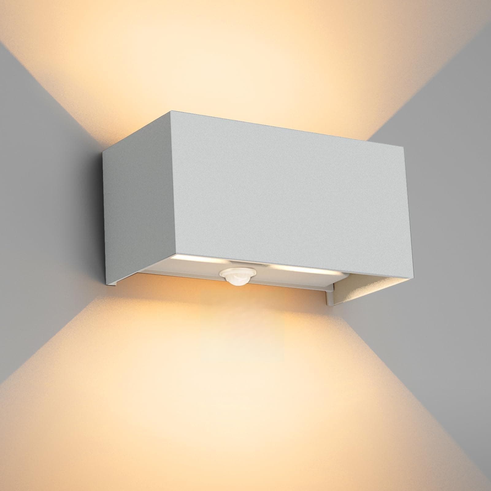 Klighten 24W Aussenlampe Außenlampe mit Bewegungsmelder,Grau,2700K | Außenwandleuchte mit bewegungsmelder Einstellbarer Lichtstrahl,Led Wandleuchte Außen/Innen für Garten,IP65 Grau 1pcs Angebot bei HelloDeals
