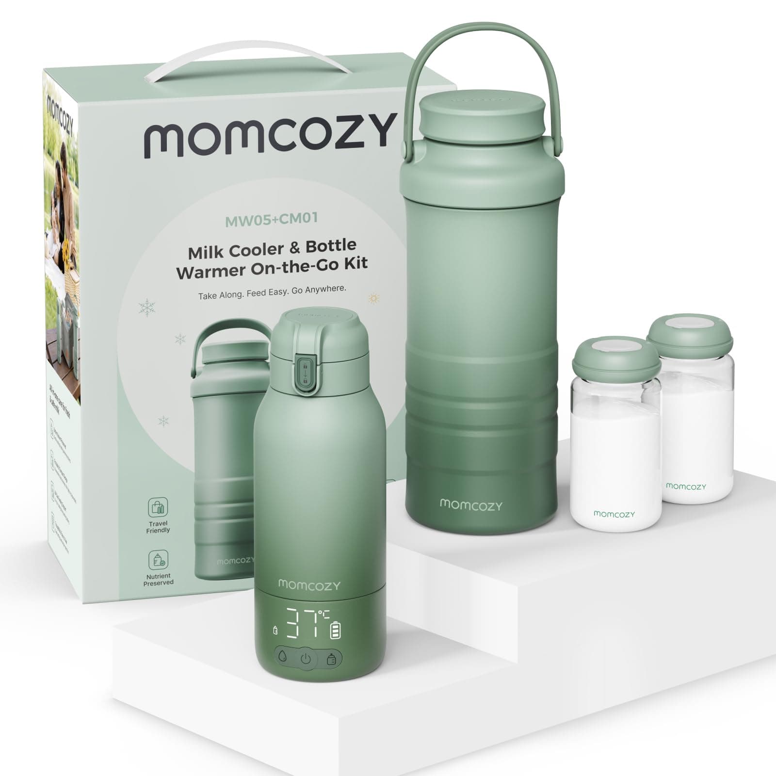 Momcozy Flaschenwärmer Baby & Muttermilchkühler Set, ideal für unterwegs | MW05 500ml Tragbarer Babyflaschenwärmer, TÜV-CE, großer Akku, CM01 650ml Muttermilchkühler, 360° 24H Kühlung, für unterwegs Angebot bei HelloDeals