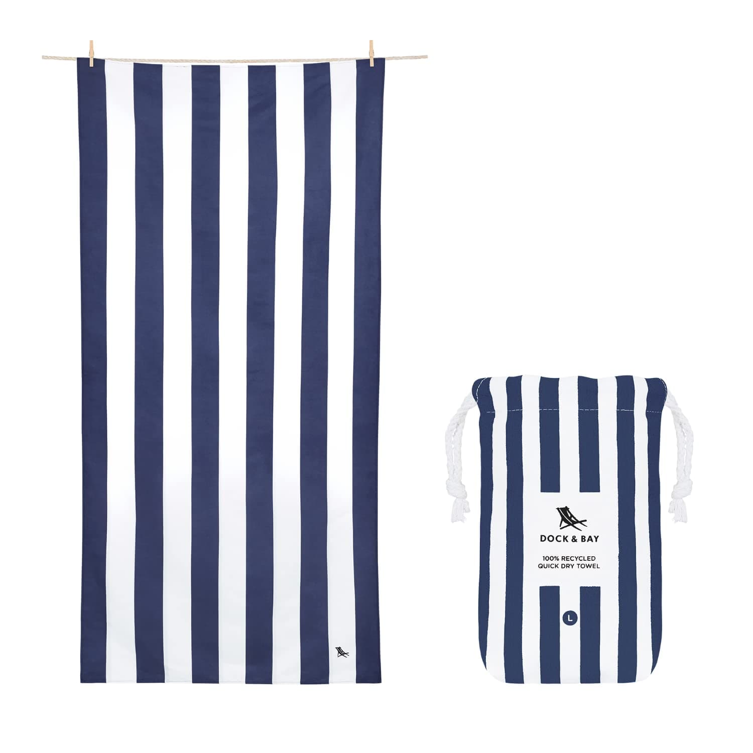 Dock & Bay Strandhandtuch - Schnell trocknende Mikrofaser, ohne Sand - Kompakt, Leicht - 100% recycelt - Inklusive Beutel - Cabana - Whitsunday Blue, Large (160x90cm, 63x35) Large (160x90cm, 63x35") Cabana - Whitsunday Blue Angebot bei HelloDeals