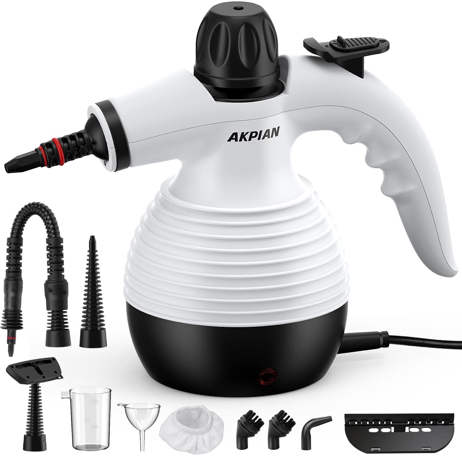 Dampfreiniger Handgerät, Steam Cleaner mit 10 Zubehör | Handdampfreiniger| 105°C (221°F) Heißdampf | Öfen, Dunstabzugshauben, Fliesen, Fenster, Polstermöbel| Sicherheitsschloss Weiß Angebot bei HelloDeals