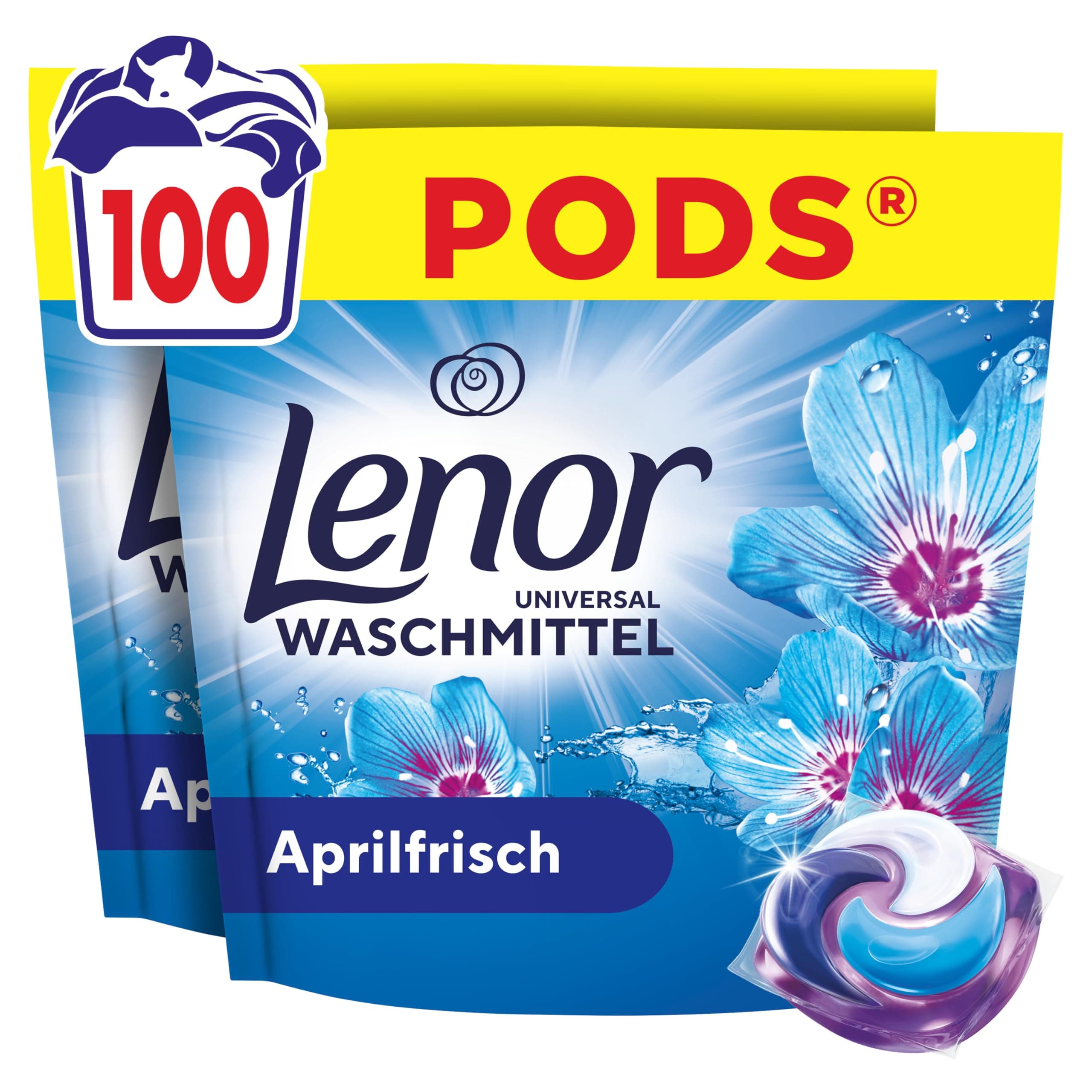Lenor Pods Aprilfrisch Waschmittel, 100 Wäschen | Für lang anhaltende Frische und extra Geruchsabwehr, wirksam auch bei Kaltwäsche. Angebot bei HelloDeals