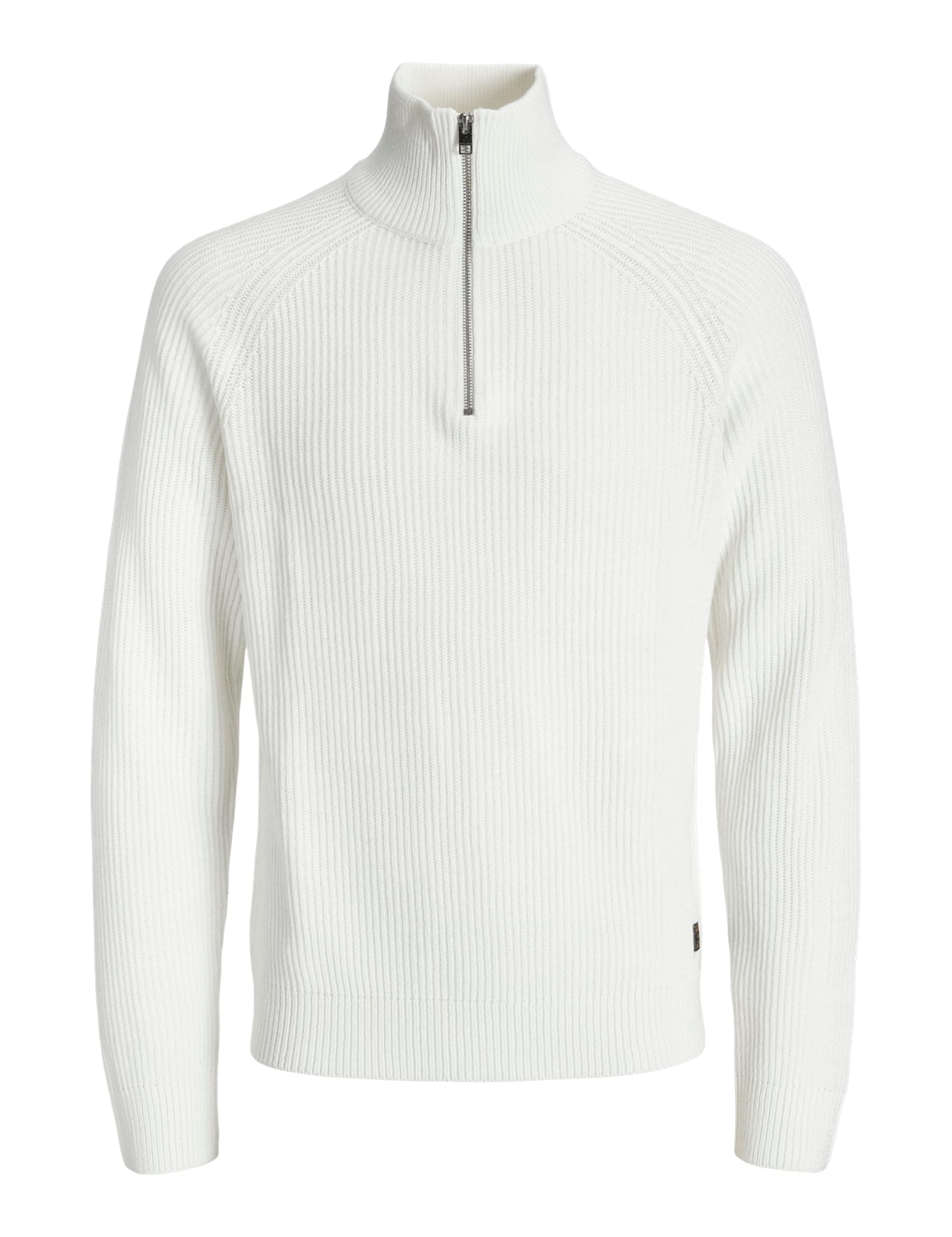 JACK & JONES Male Sweatshirt mit halbem Reißverschluss Einfarbig Sweatshirt mit halbem Reißverschluss | Relaxed Fit, Einfarbig, Langarm, Casual, Bei max. 30°C im schongang waschen XL Cloud Dancer Angebot bei HelloDeals