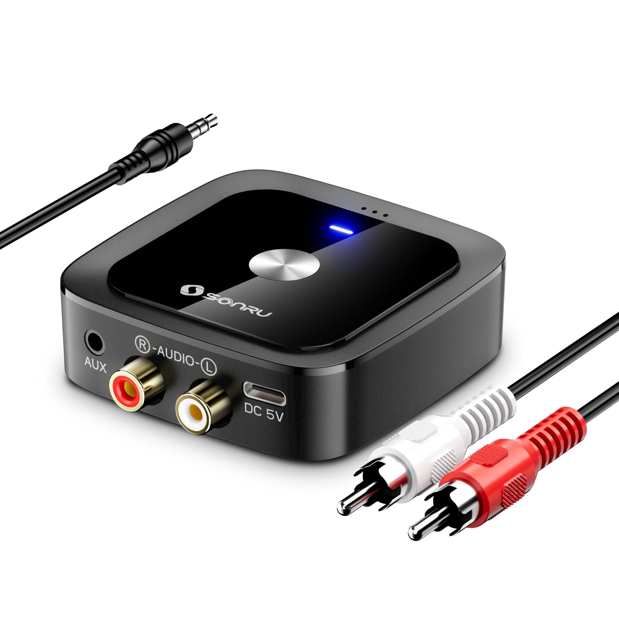 SONRU Bluetooth 6.0 Adapter Empfänger Klinke, Aux Bluetooth Receiver Audio Adapter Stereo mit 3 5mm Klinke und RCA Kabel für Stereoanlage Lautsprecher, Autoradio, Verstärker Schwarz Angebot bei HelloDeals