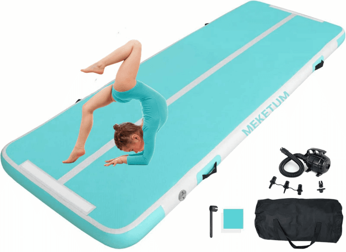 Air Turn Track Matte 2m 3m 4m 5m 10/20cm Dicke Turnen Matten Aufblasbar Gymnastikmatte Rutschfest Sportmatte für Zuhause/Training/Tumbling/Yoga/Outdoor/Fitness 400*100*10cm Grün Angebot bei HelloDeals