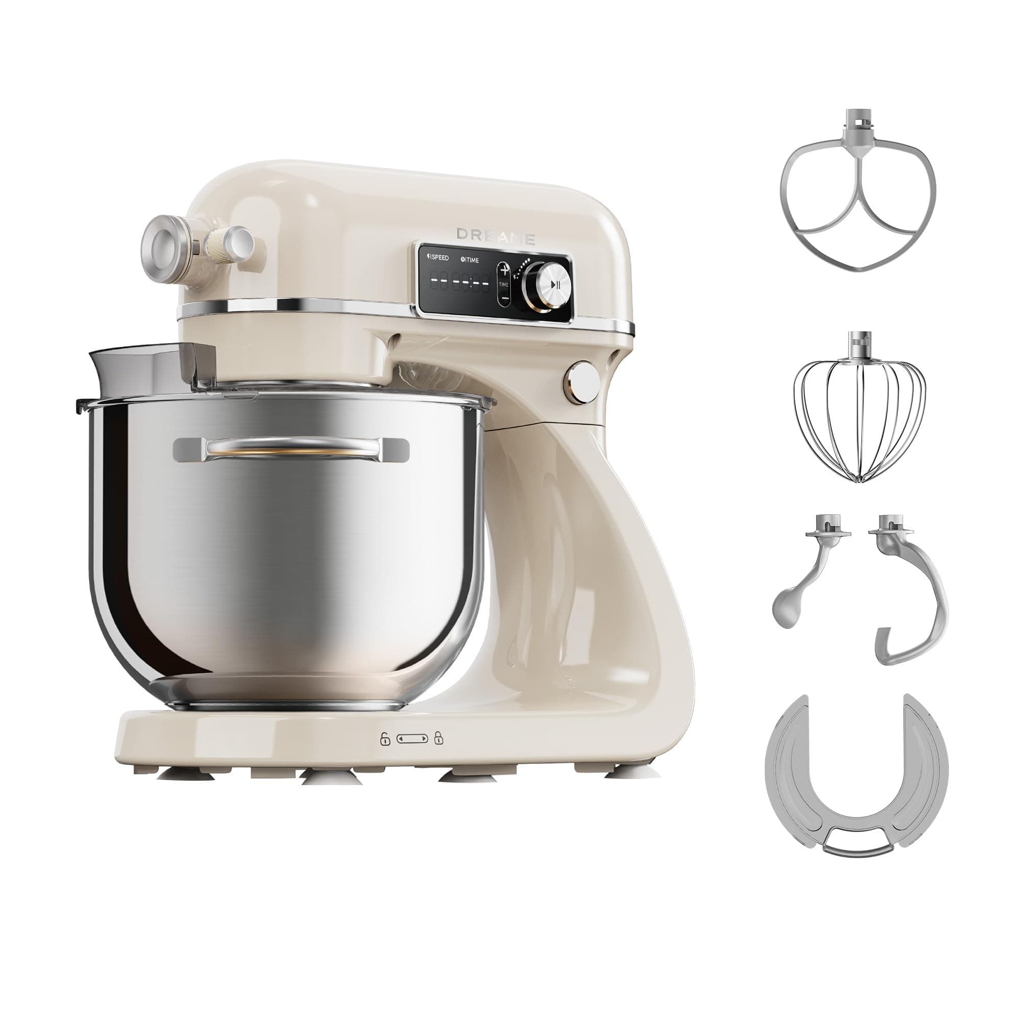DREAME BioKnead™ Standmixer, 12 präzise Geschwindigkeitseinstellungen | Patentiertes Dual-Hook Bionic-Hand-Design, 800 W DC-Motor, 6 l Kapazität, Vollmetallgehäuse, Digitalanzeige, Zubehör BioKnead Stand Mixer Porzellan Angebot bei HelloDeals