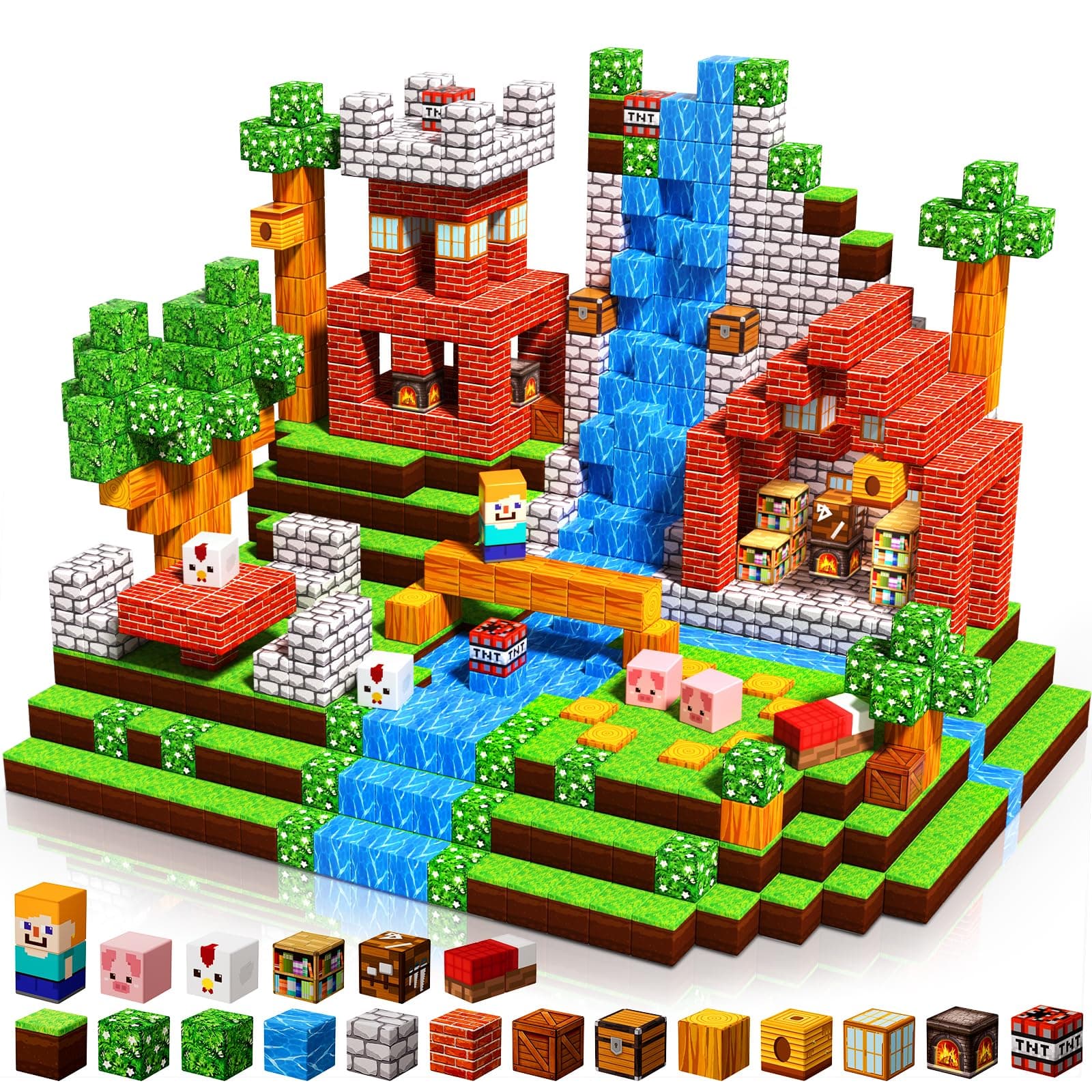 Goody King Magnetische Bausteine Bauspielzeug 100 Pcs Magnetbausteine für Kinder Montessori Kreative Spielzeug ab 4 5 6 7 8 9 Jahre Junge und Mädchen Magnetic Blocks Geschenke für Kinder Wiese Angebot bei HelloDeals