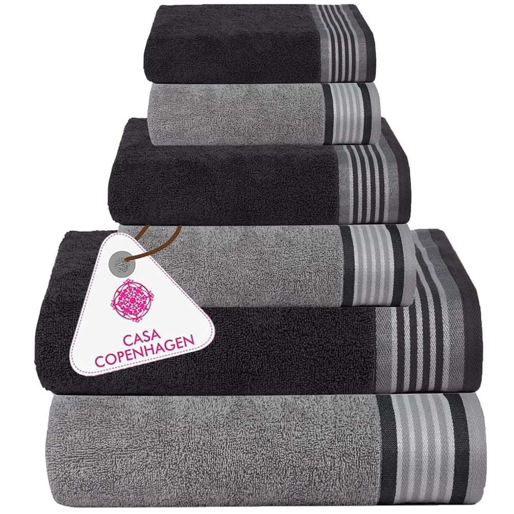 Casa Copenhagen He & She 6-teiliges Handtuchset, Kieferngrau + Grauviolett, 550 g/m²2 Badetücher, 2 Handtücher, 2 Waschlappen, Entworfen in Dänemark Aus ägyptischer Baumwolle für Bad, Küche & Dusche 6-teiliges Handtuchset, Kieferngrau + Grauviolett 6-teil Angebot bei HelloDeals