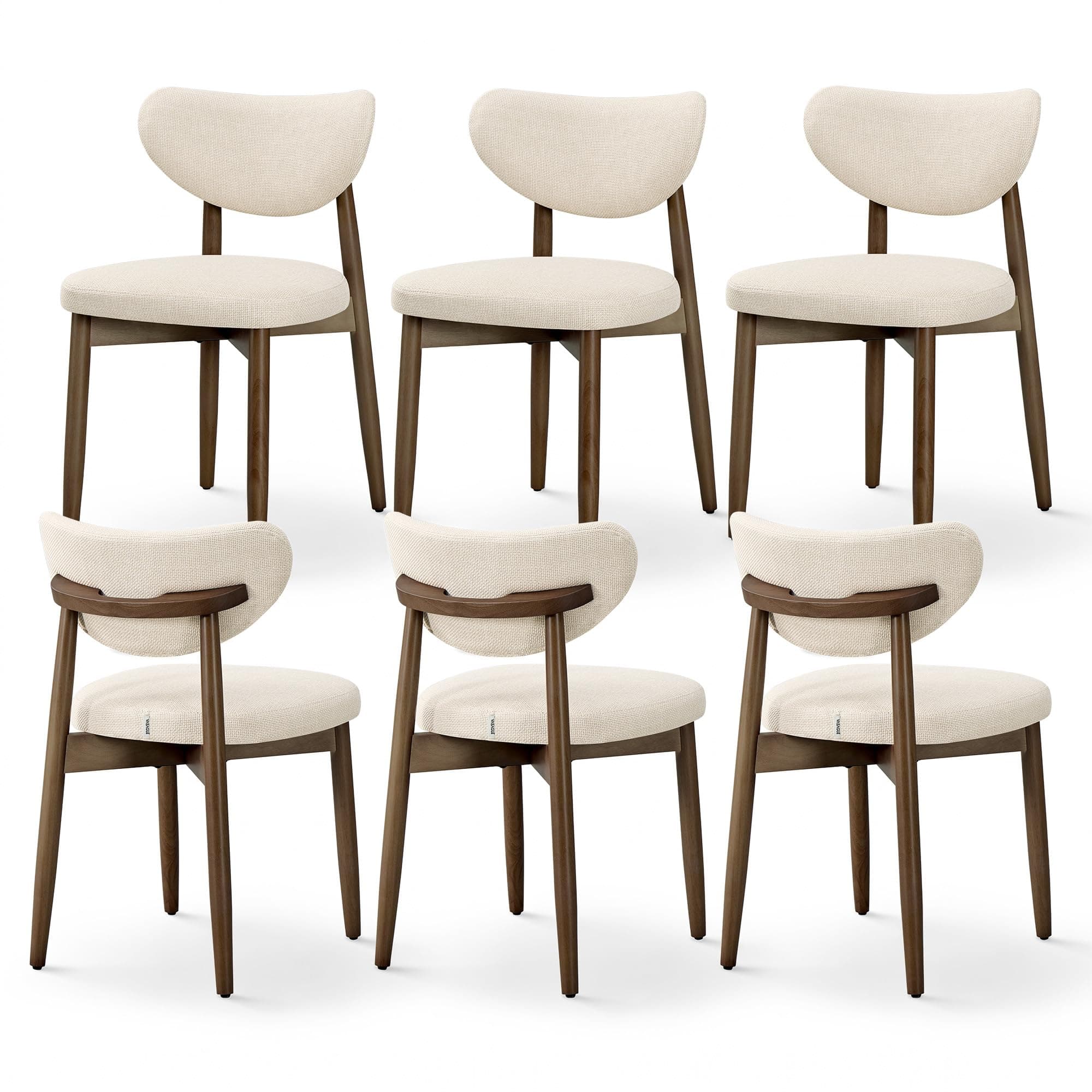 VASAGLE Esszimmerstuhl 6er Set, Küchenstuhl, Polsterstuhl mit Massivholzbeinen, ergonomische Rückenlehne, Aussparung als Griff, Mid-Century-Modern-Stil, Küche, cappuccinobeige KDC668L101-3J Cappuccinobeige 6er Set Angebot bei HelloDeals