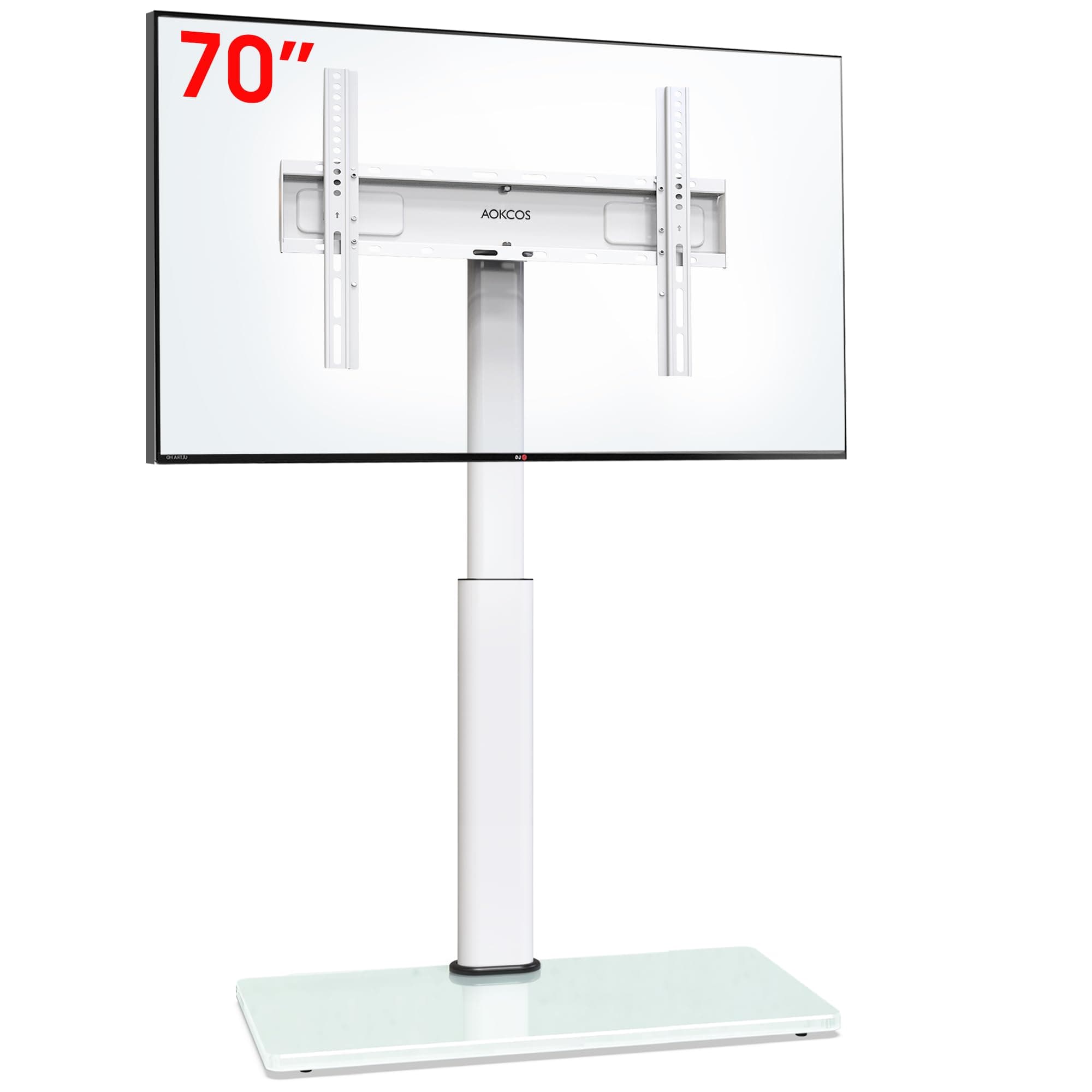AOKCOS TV Ständer Bodenständer Höhe 1350mm für 32-55 65 70 Zoll Fernseher, Neigbar & Schwenkbar & Höhenverstellbar Fernsehständer, Universal TV Standfüße Standfuss Max VESA 400x400mm 40KG (Weiß) Angebot bei HelloDeals